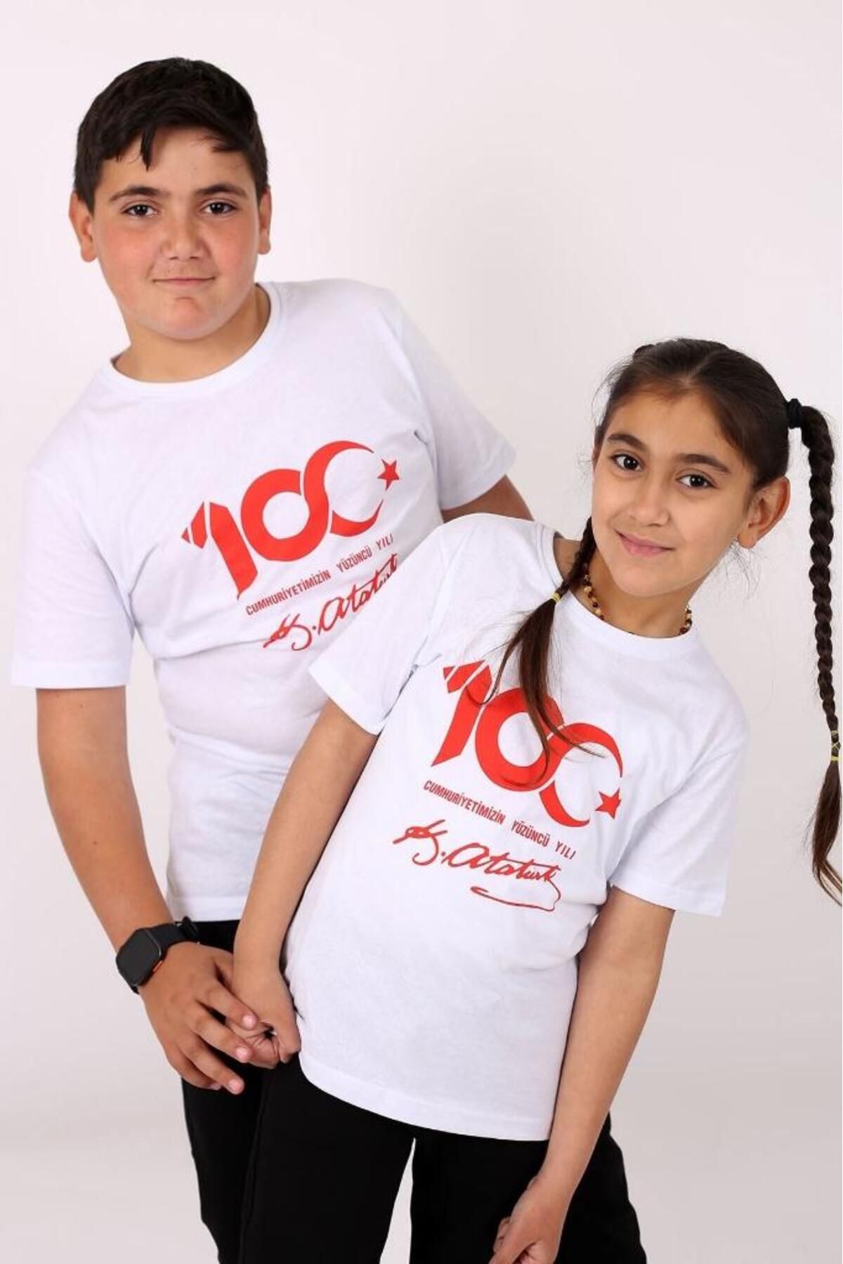 Çiggo Kids Özel Atatürk Imza Baskılı Pamuklu Unisex (kız-erkek ) Çocuk Tişört/t-shirt 5-13 Yaş