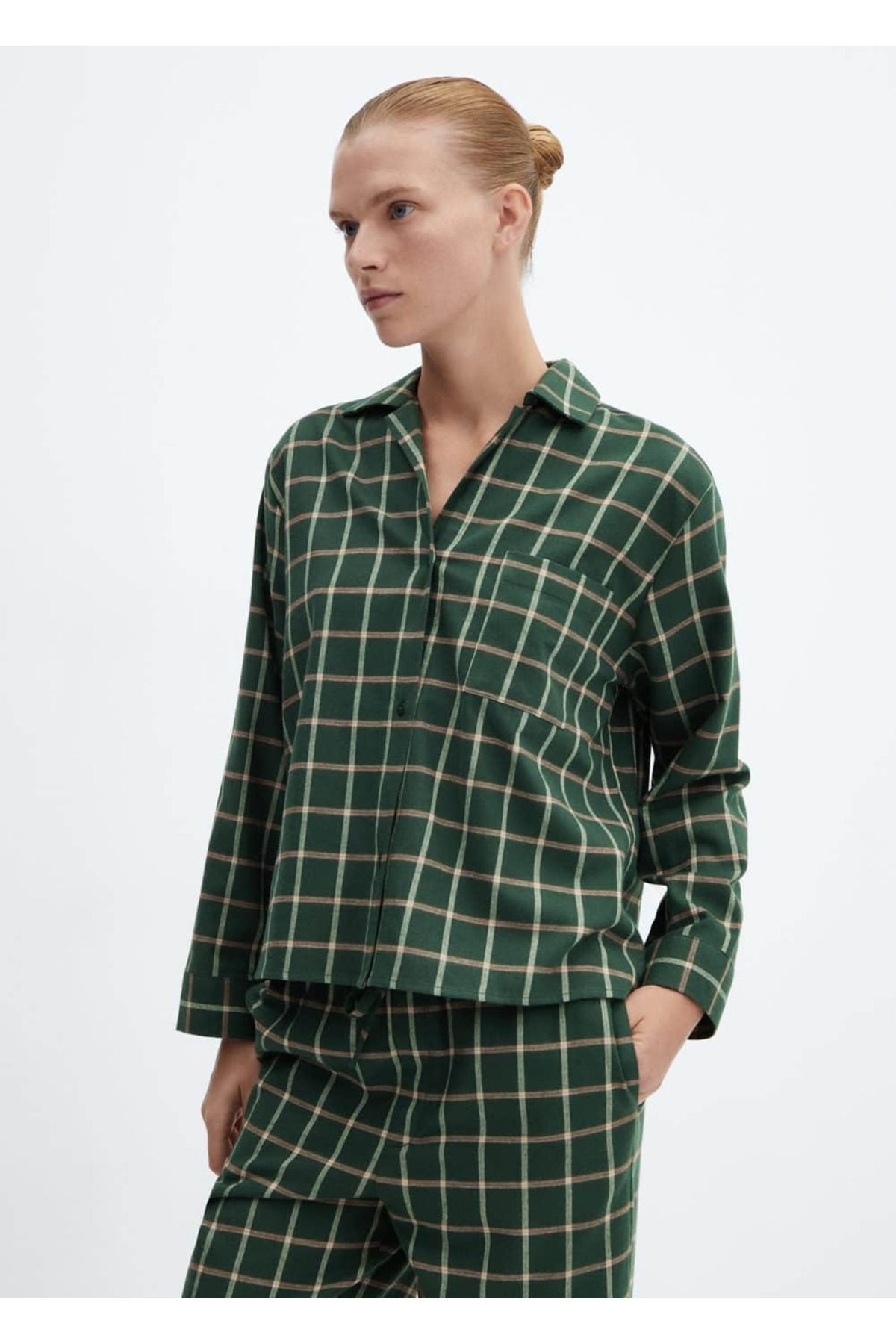 MANGO Flanel Ekose Pijama Gömleği