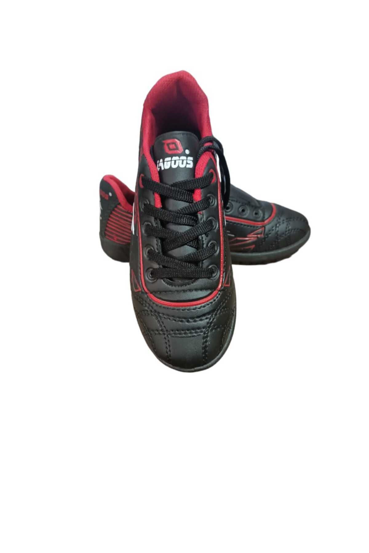 Lagoos Çocuk Halı Saha Futbol Ayakkabısı Siyah Kırmızı