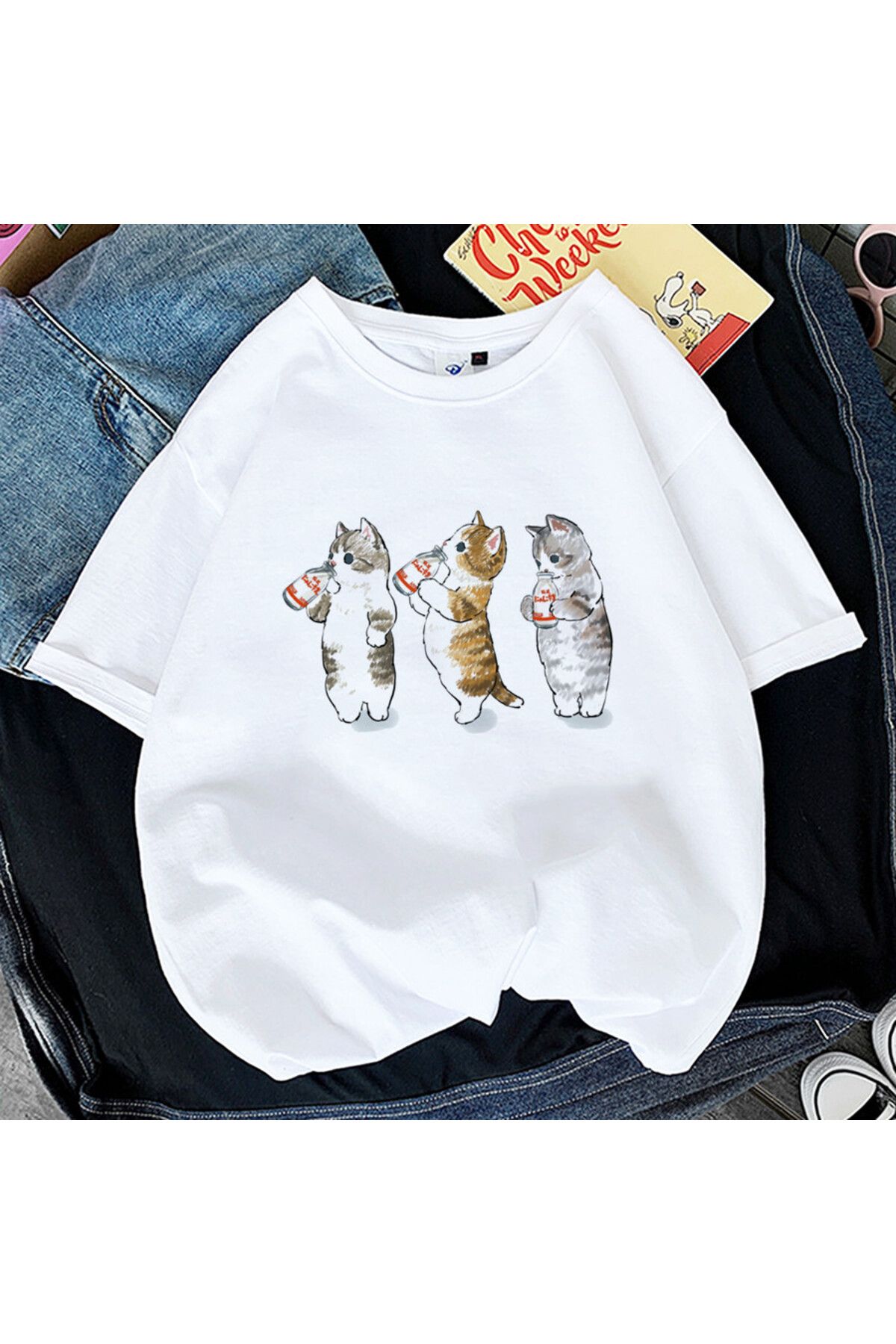 GALASHOP Kedi Kadın baskı komik tişört Model91