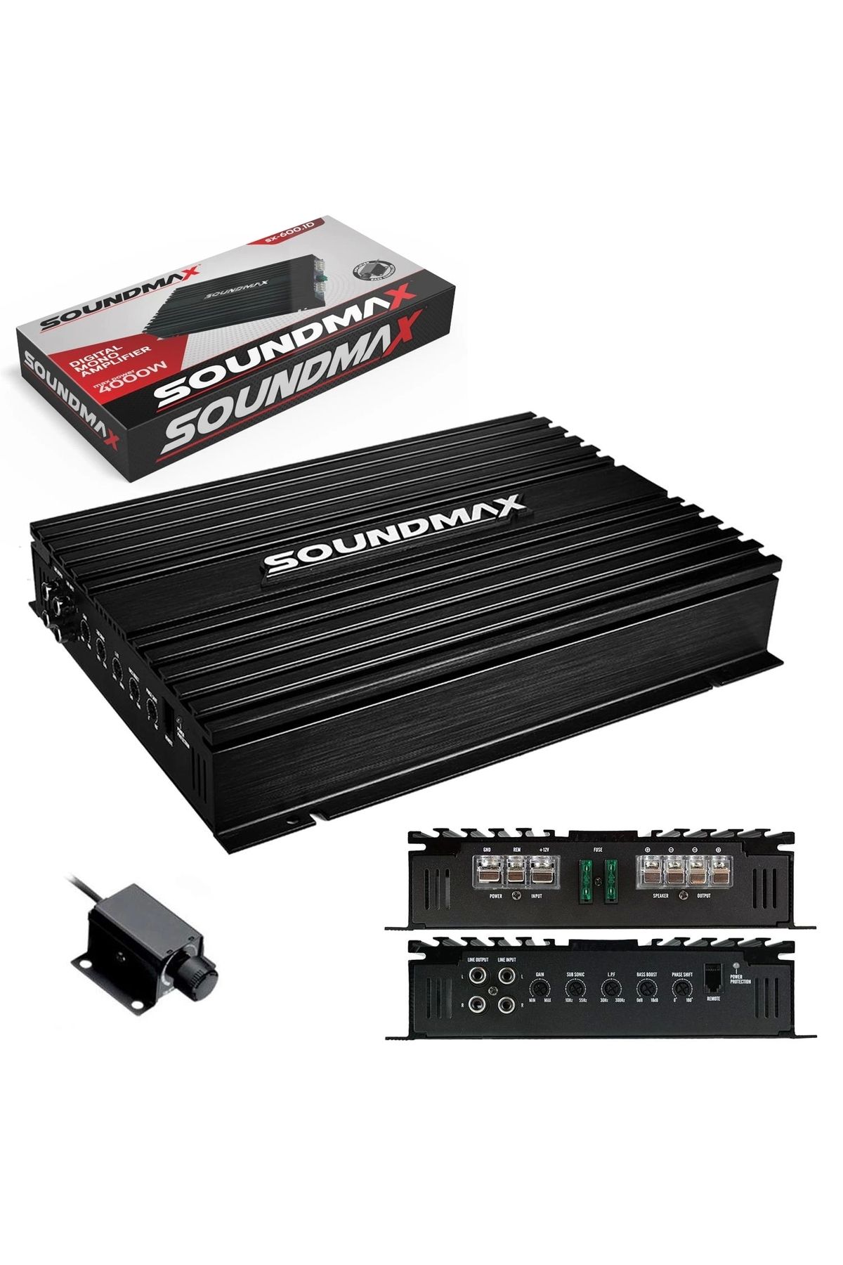 Soundmax Sx-600.1d Oto Anfi Mono 4000 Watt 1 Kanal Bass Kontrol