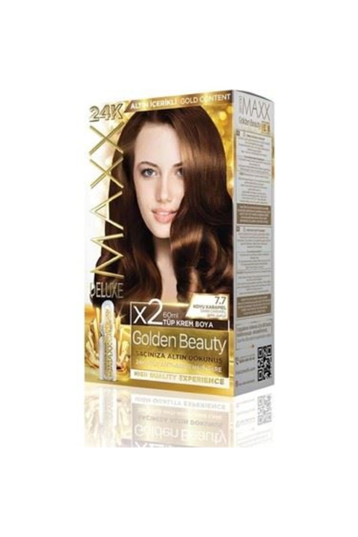 MAXX DELUXE Golden Altın Içerikli Saç Boyası 7.7 Koyu Karamel