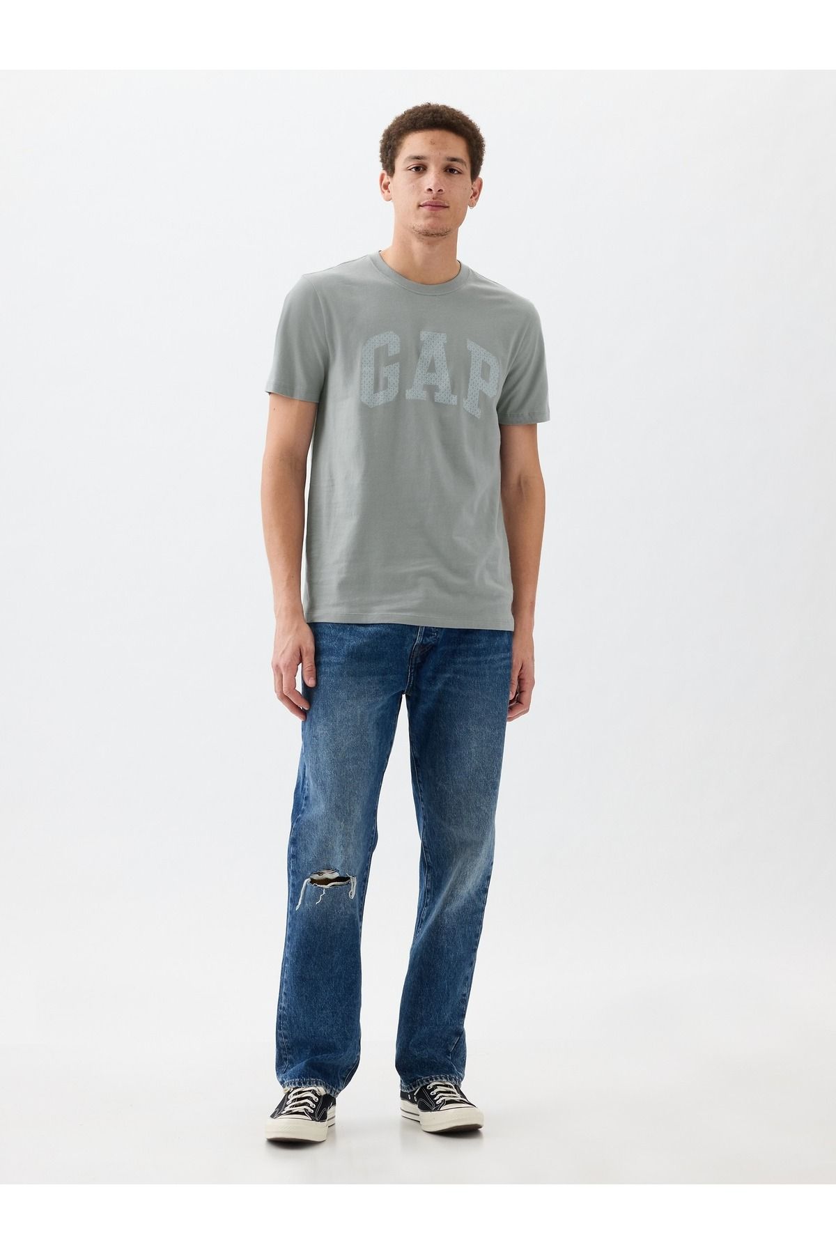 GAP Erkek Gri Gap Logo T-Shirt