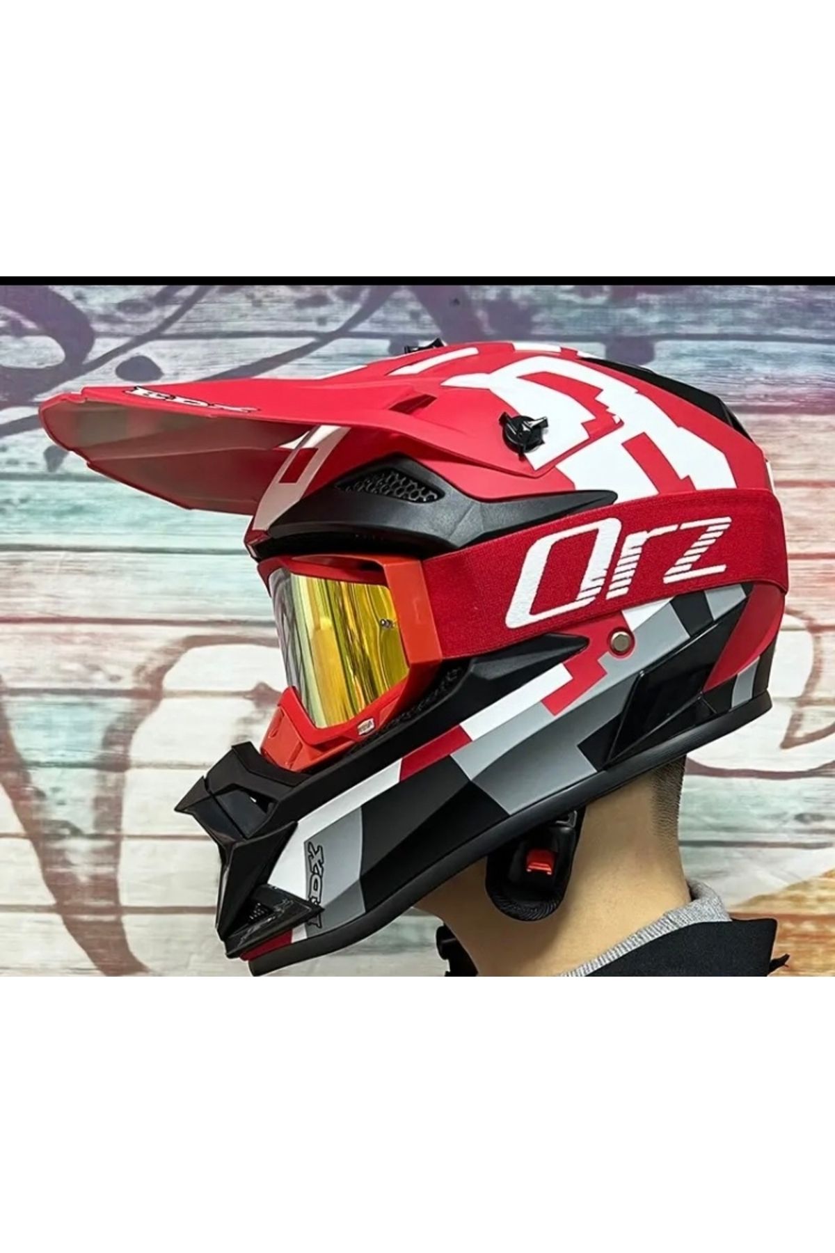 EDX FullFace Bisiklet Kaskı-Kırmızı (Gözlük+Maske Hediyeli)