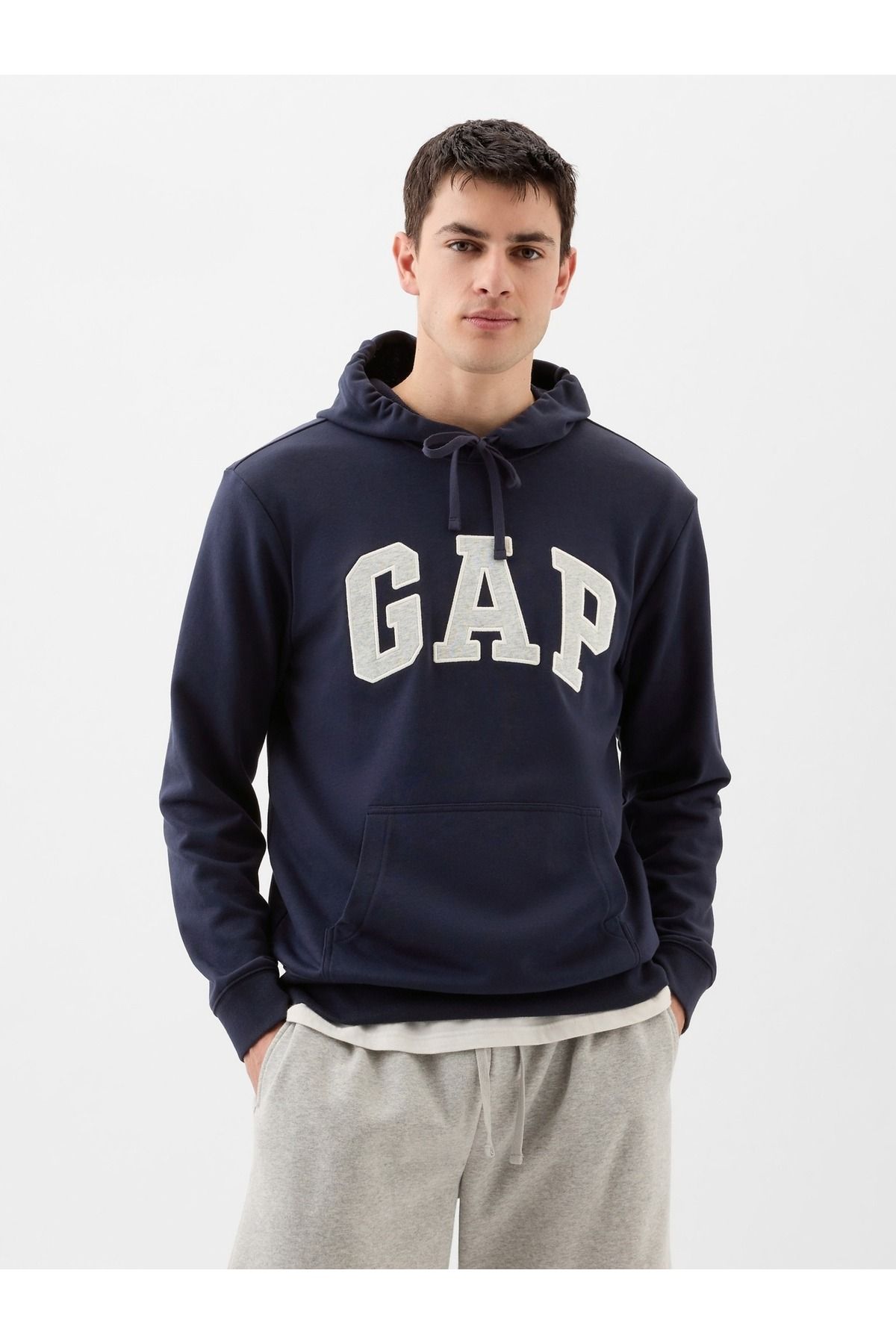 GAP Erkek Siyah Gap Logo Fransız Havlu Kumaş Sweatshirt
