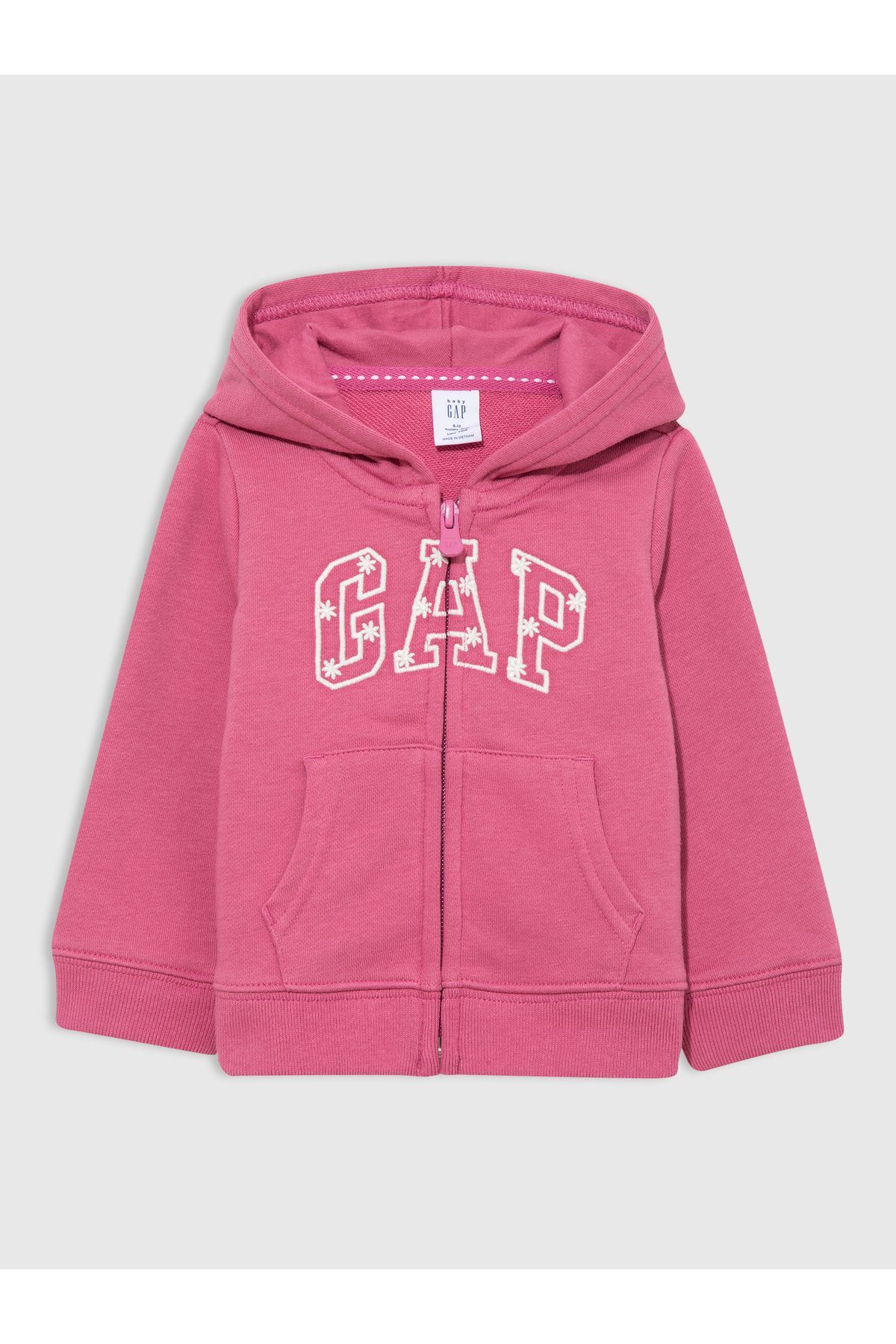 GAP Kız Bebek Koyu Pembe Gap Logo Fermuarlı Fransız Havlu Kumaş Sweatshirt
