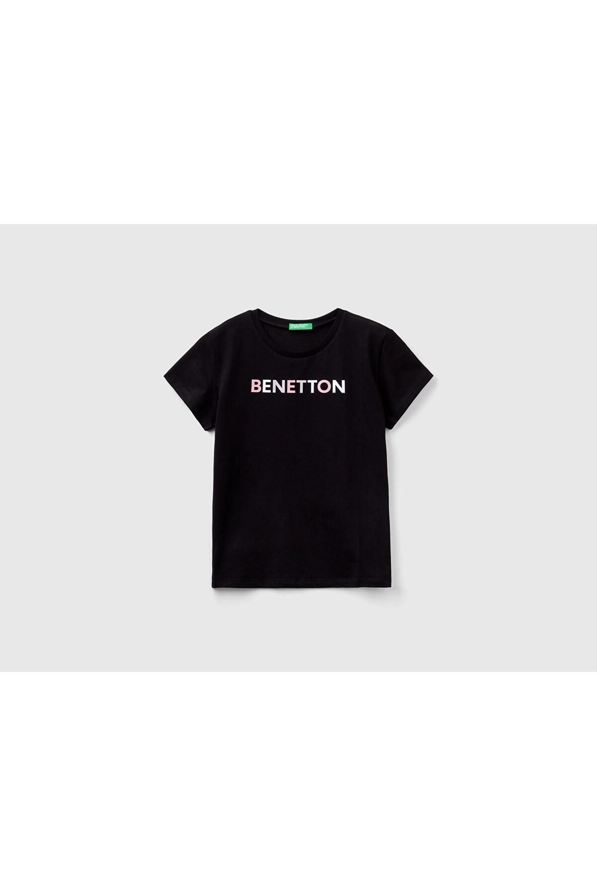 Benetton United Colors of Benetton Kız Çocuk Siyah T-shirt BNT-G