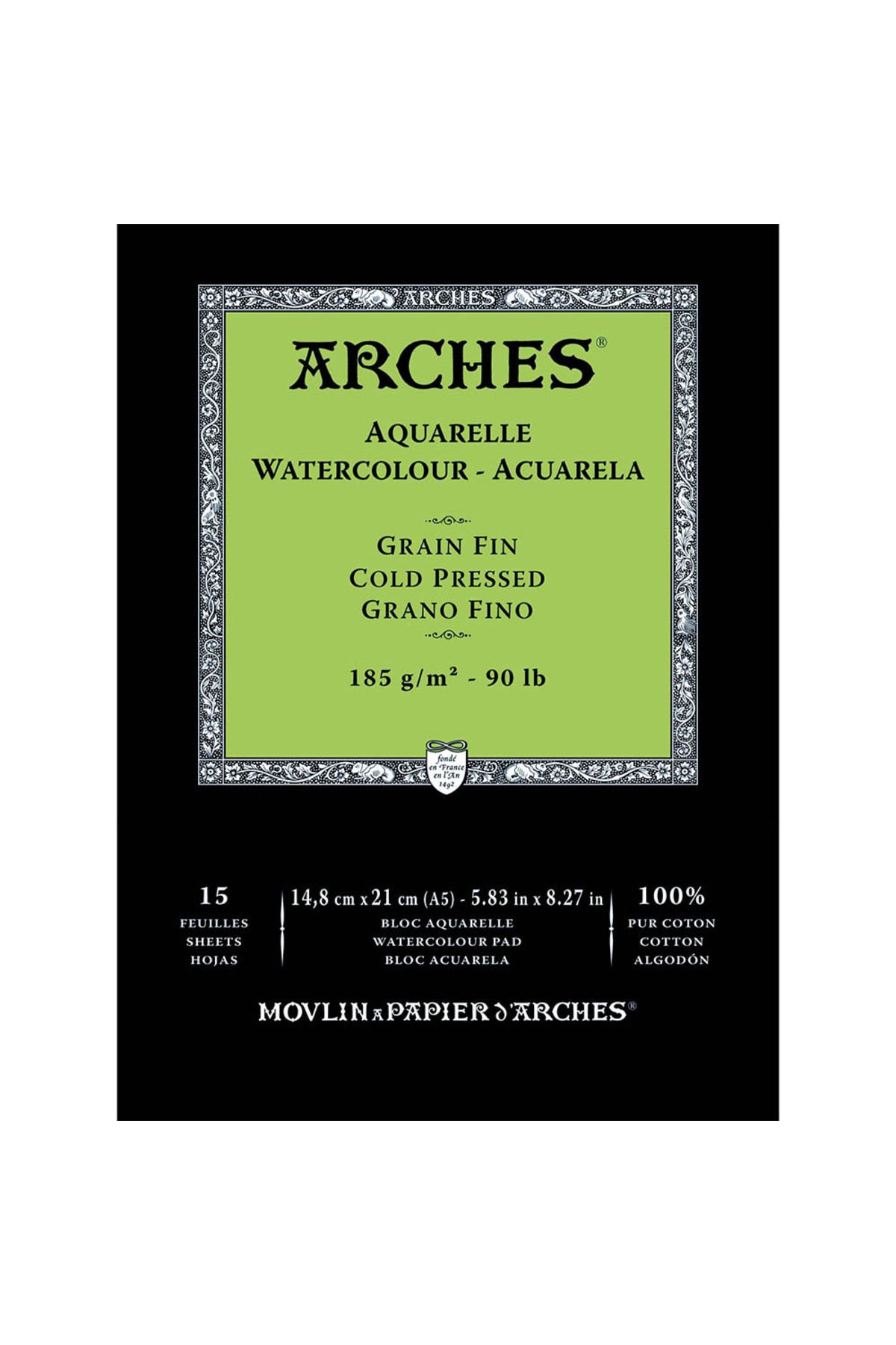 Arches Watercolour Pad Cold Pressed 185g A5 (14.8x21cm) 15 Sayfa