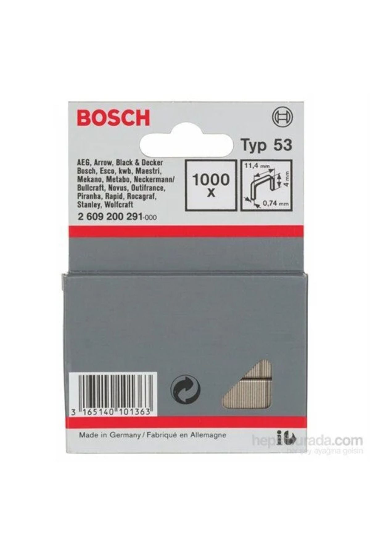 Bosch Zımba Teli Tip53 11,4*0,74*4mm 1000li