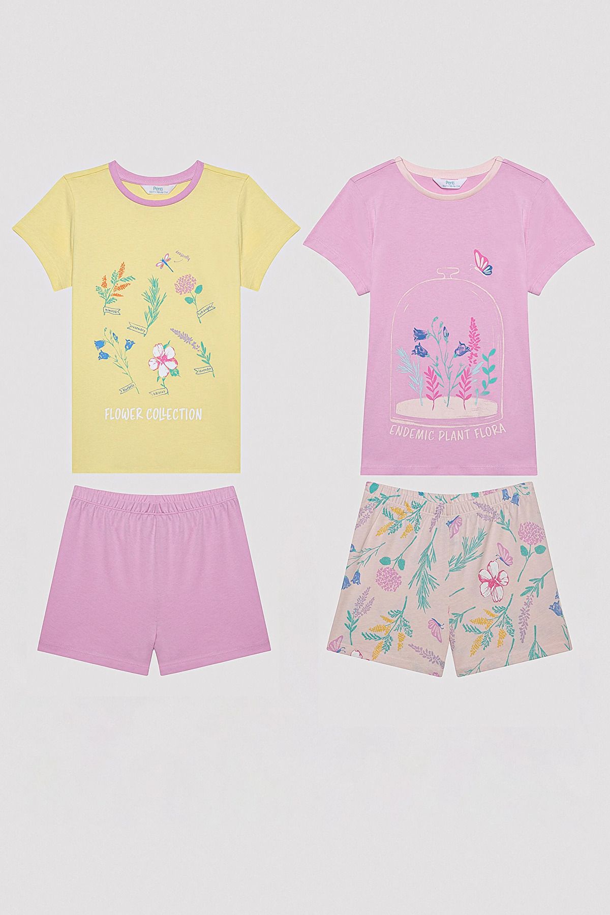 Penti Kız Çocuk Flowers Çok Renkli 2li Pijama Takımı