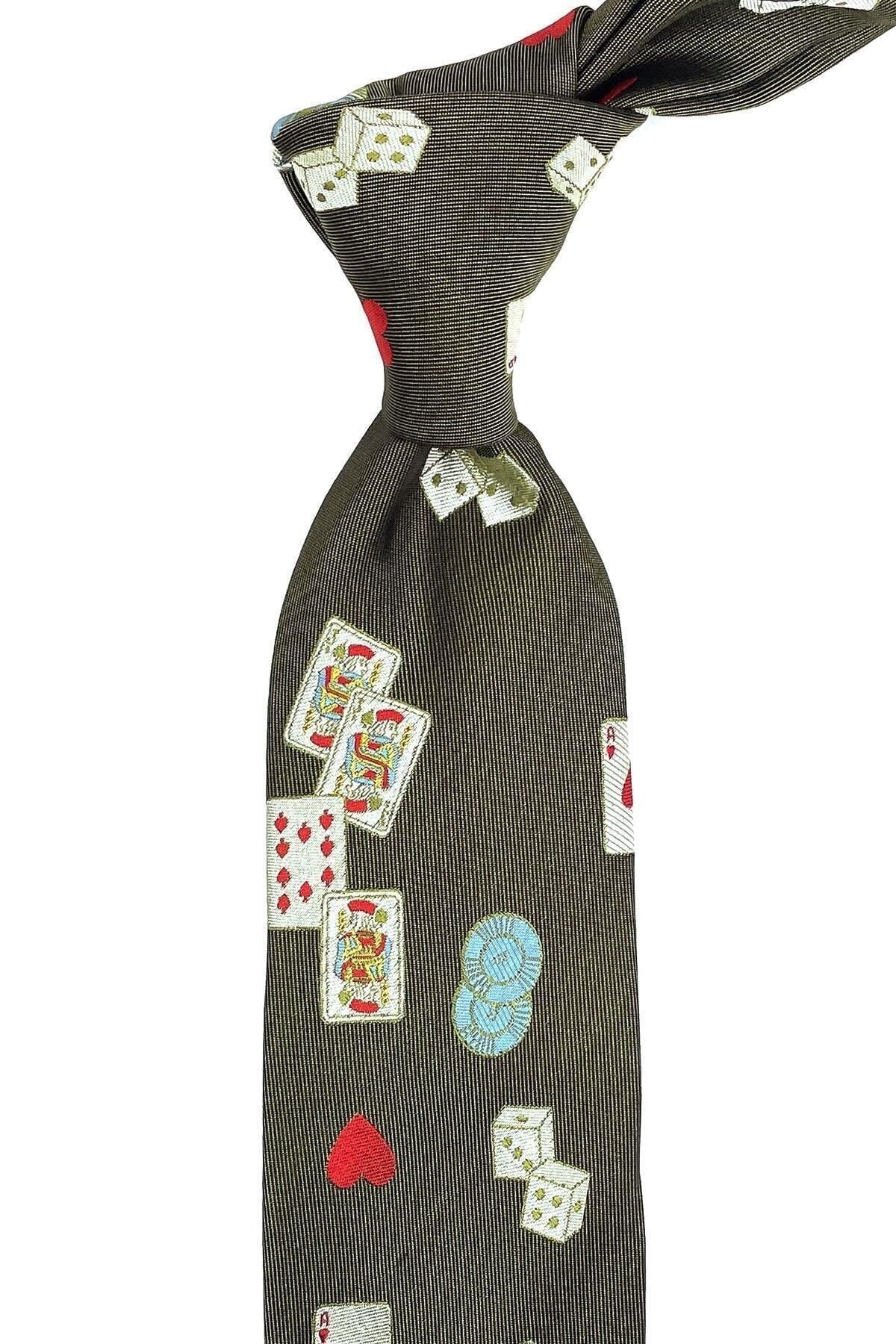 Kravatkolik Casinola Style Yeşil Poker Motif Italyan Ipek Kravat Ik1224