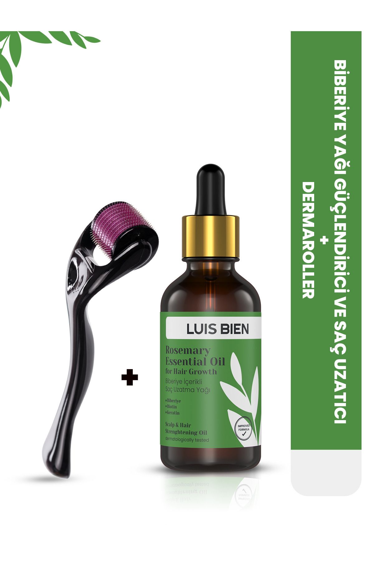 Luis Bien Sağlıklı Kaş, Kirpik ve Saç Uzatıcı Biberiye Yagı 30 ml..Dermaroller 0.5 mm Hediye