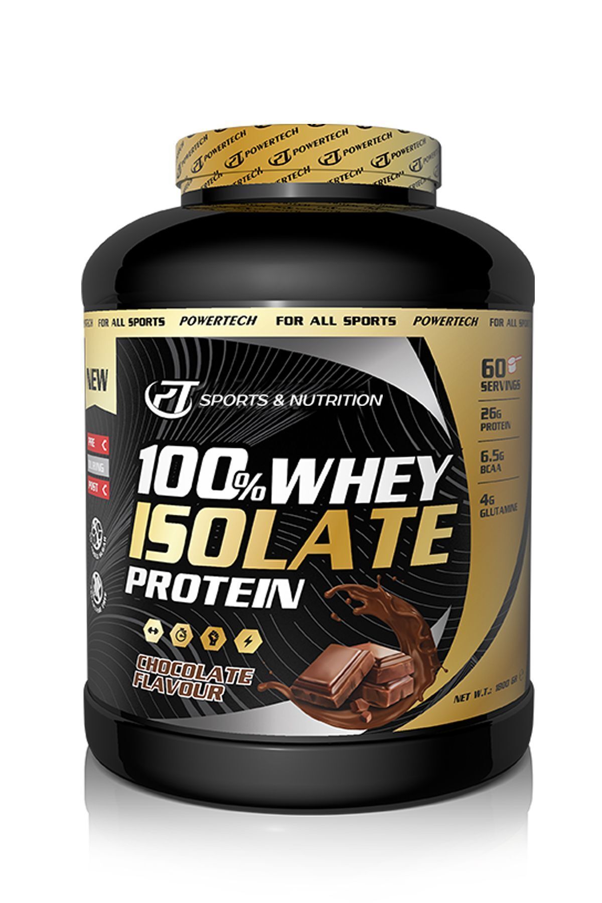 POWERTECH %100 Isolate Whey Protein 1800 Gr 60 Servis Çikolata Aromalı