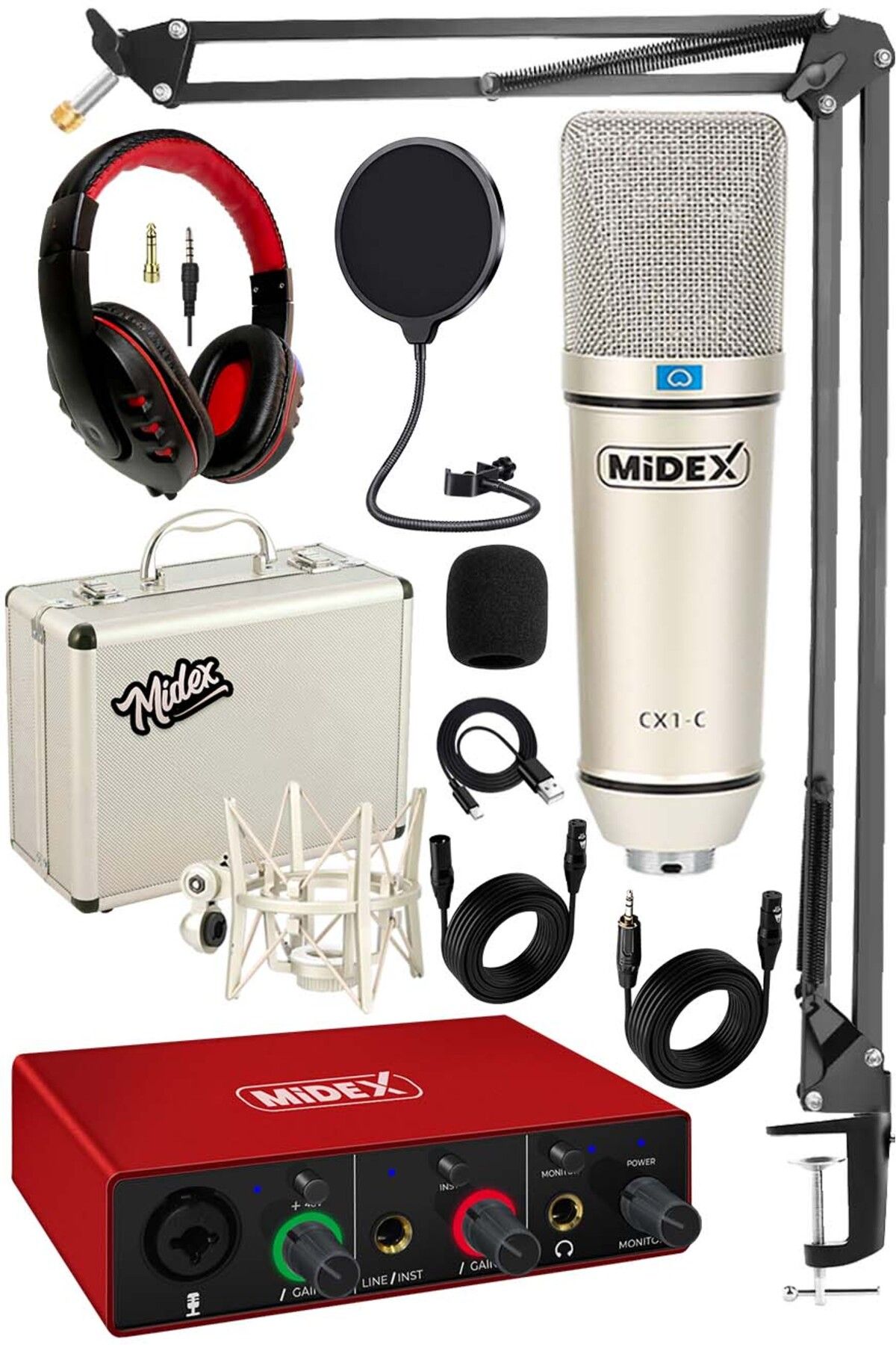 Midex Cx1 Mikrofon Glx-500 Pro Stüdyo Ses Kartı Seti
