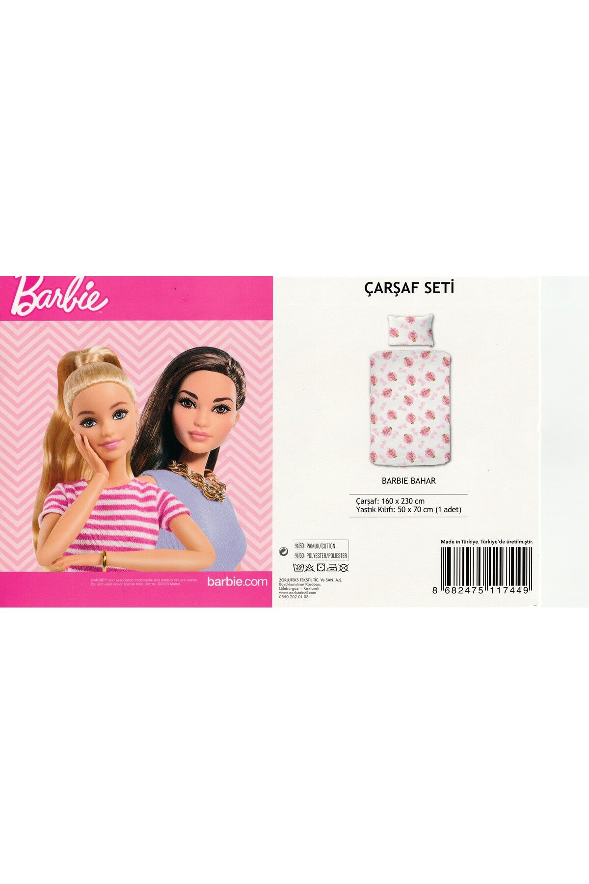 Taç Barbie Tek Kişilik Çarşaf Takımı (Çarşaf ve Yastık Kılıfı Lastiksiz)
