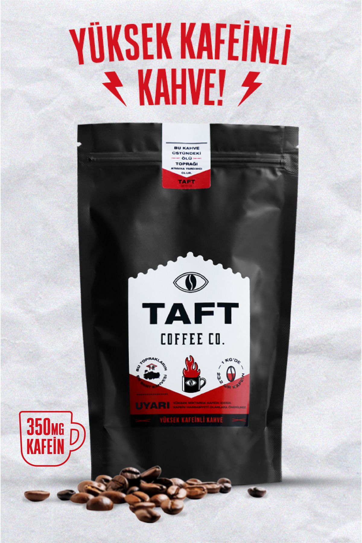TAFT Coffee Co. Taft Yüksek Kafeinli Filtre Kahve 250gr. (french Press Için Öğütülmüş)
