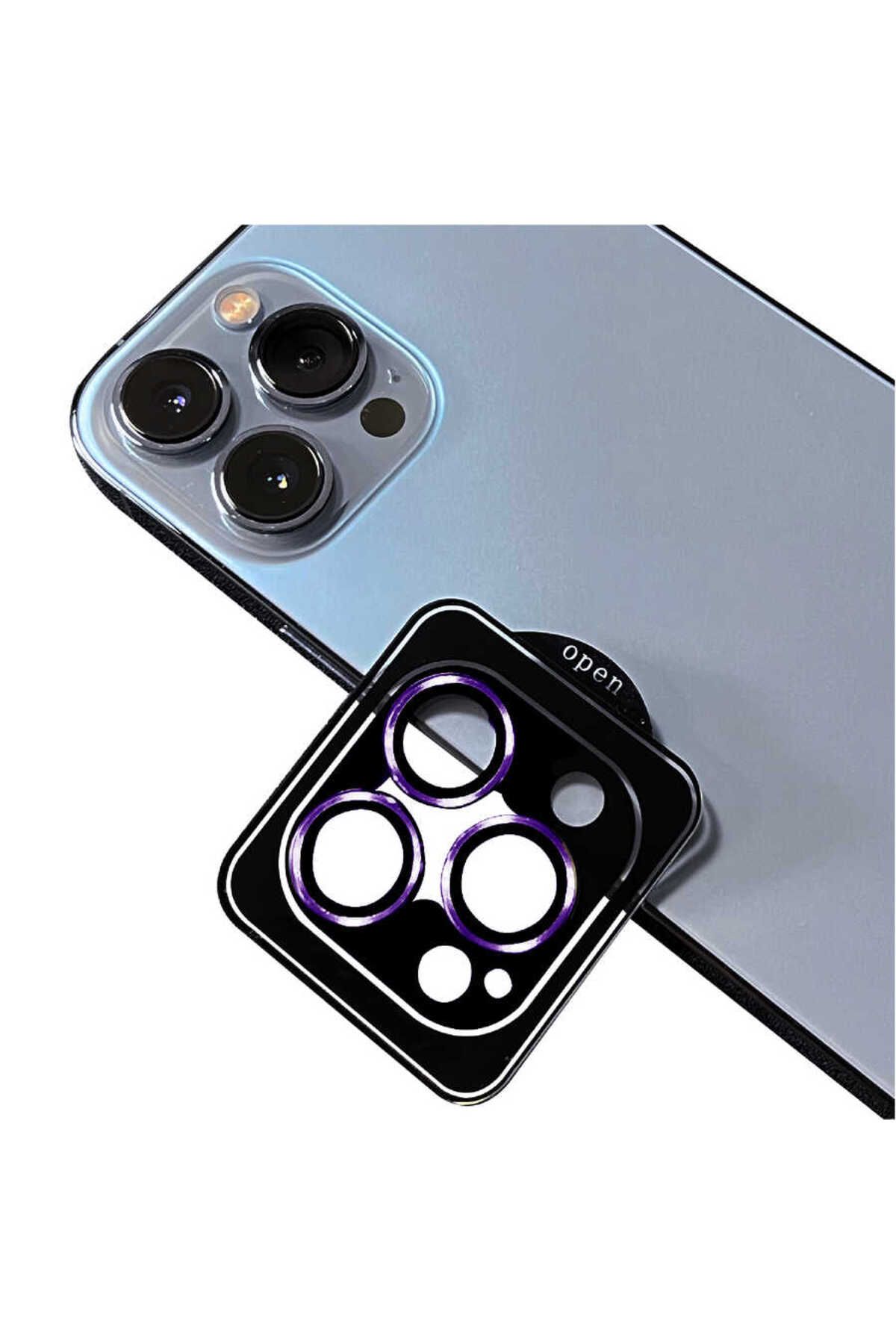 Genel Markalar iPhone 14 Pro Max Uyumlu Casey Mobile CL-09 Kamera Lens Koruyucu-Koyu Mor