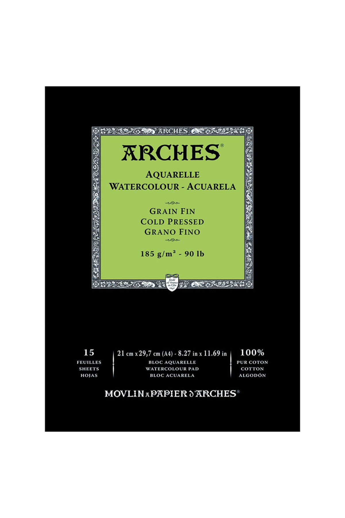 Arches Watercolour Pad Cold Pressed 185g A4 (21x29.7cm) 15 Sayfa