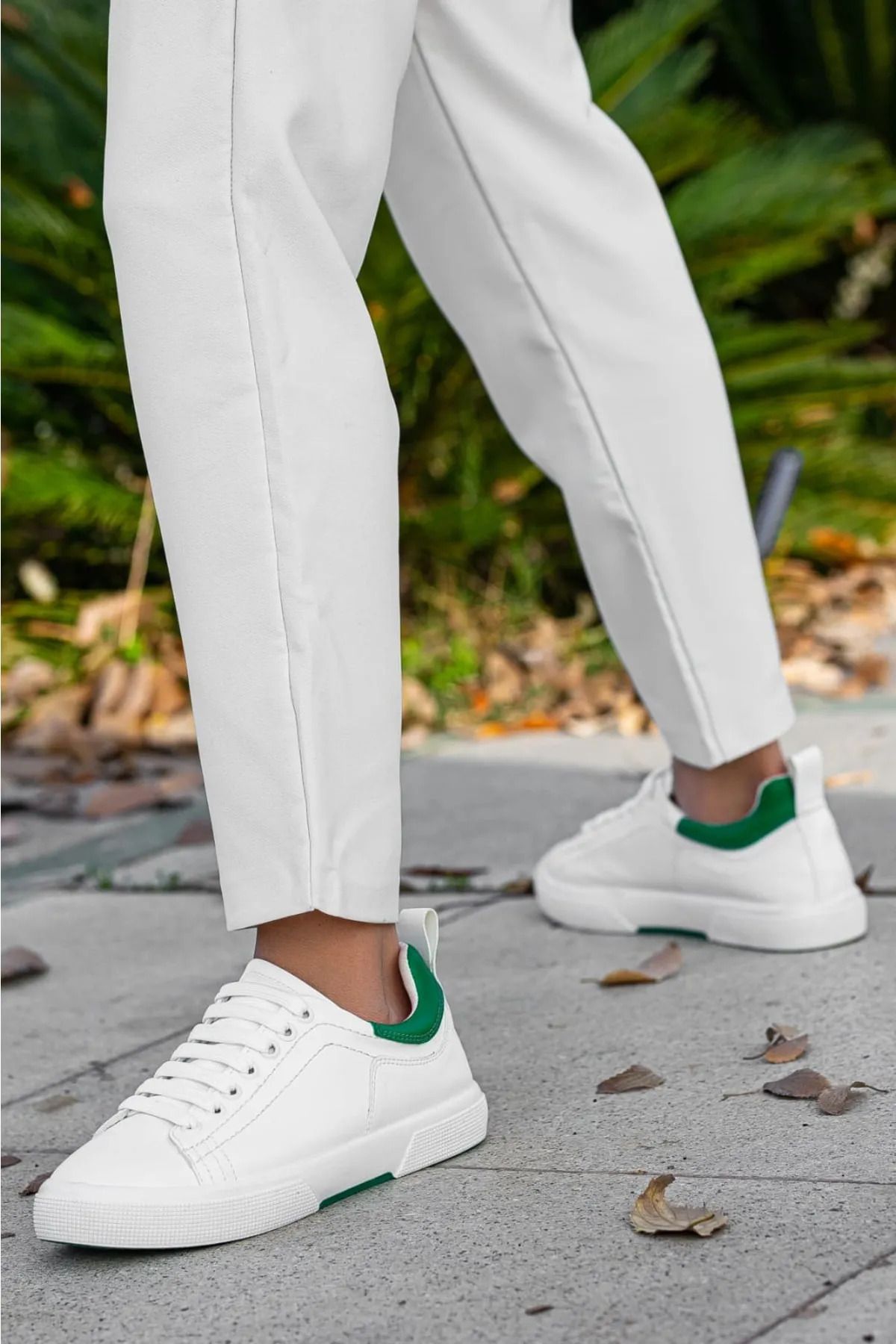 Pine Cone Beyaz Yeşil Bağcıklı Kadın Spor Ayakkabı