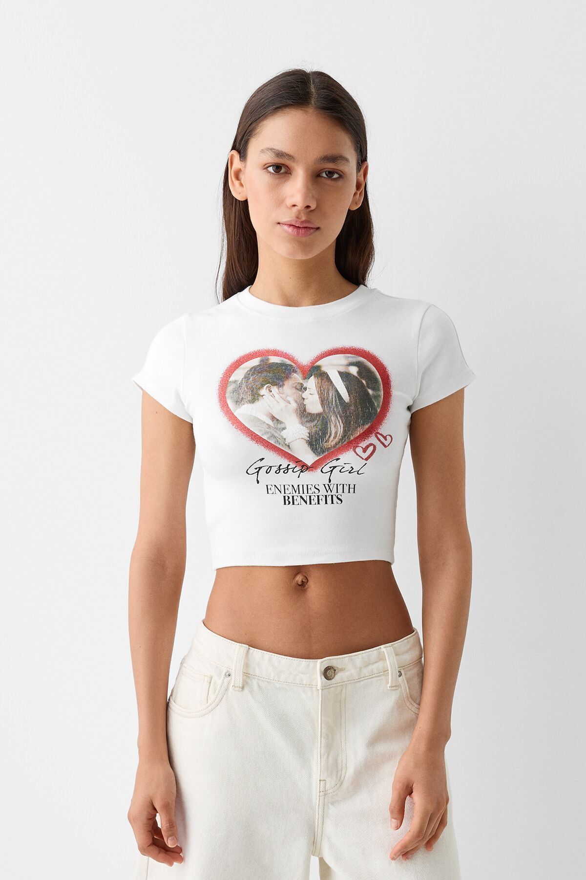 Bershka Kısa kollu Gossip Girl baskılı t-shirt