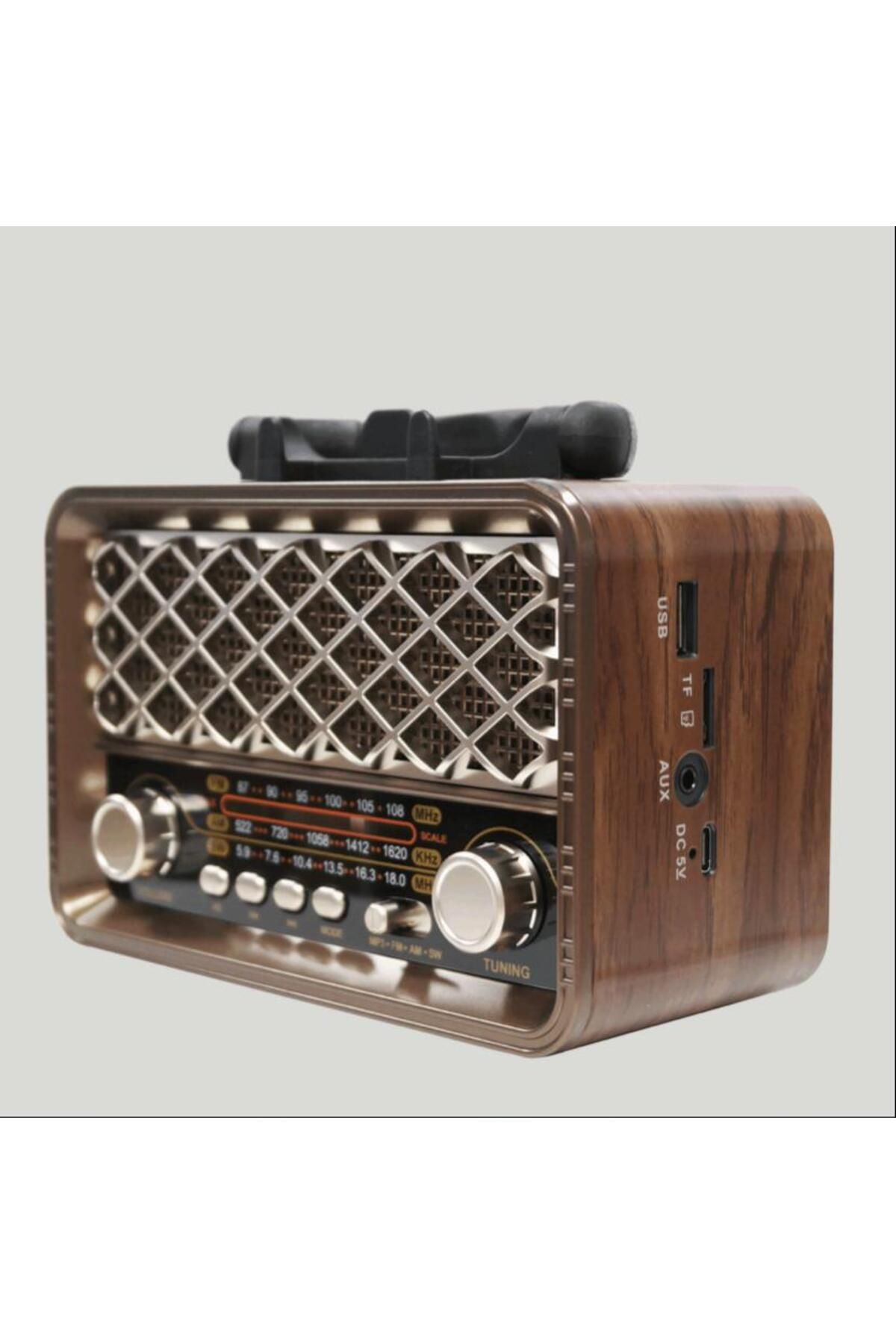 Harbass Nostaljik Radyo,Bluetooth Şarjlı ve Pilli, 3 bandlı fm Radyo+Aux+Usb+Tf kartlı Mp3 Çalar 821