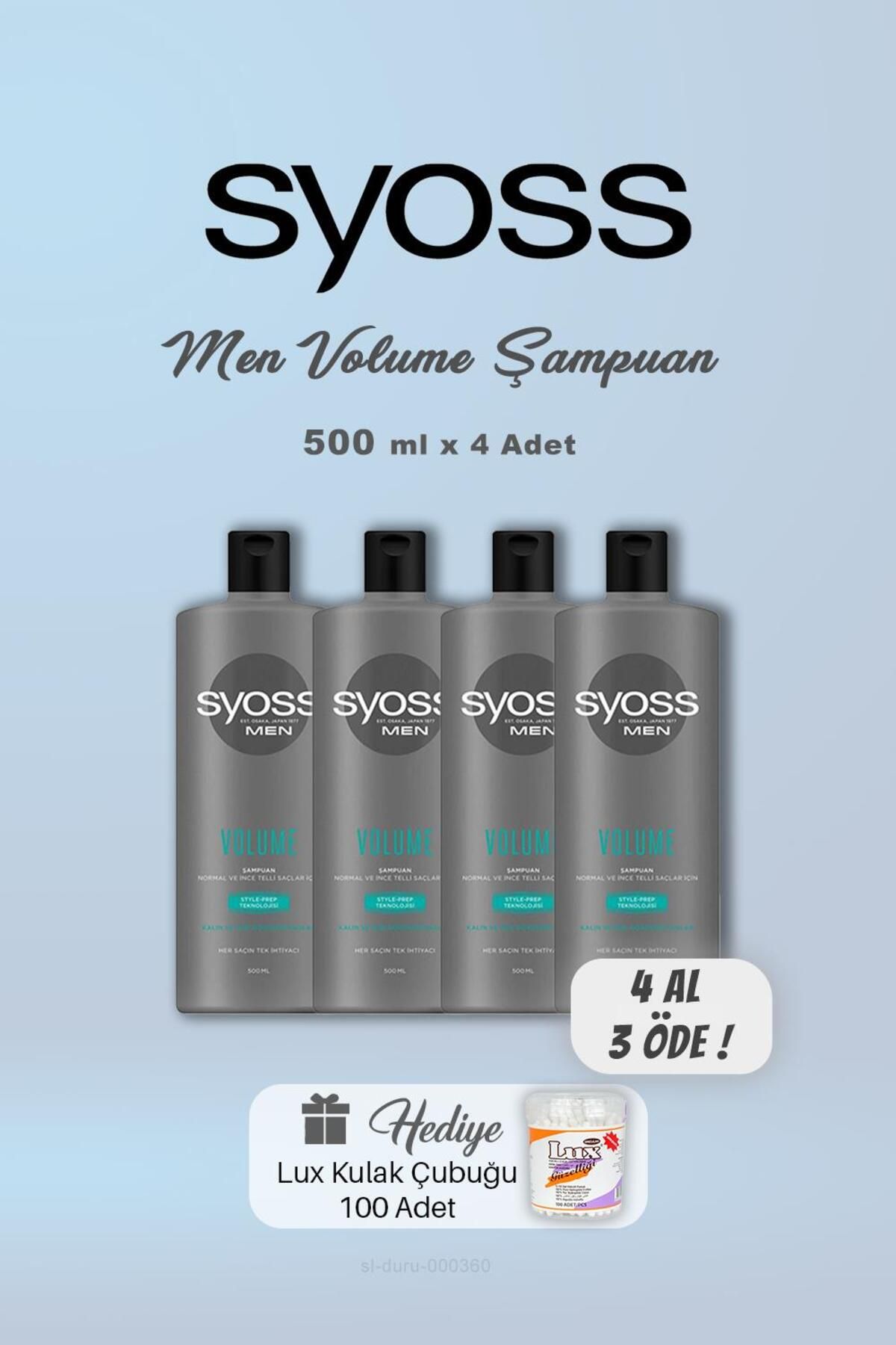Syoss 4 AL 3 ÖDE Syoss Men Volume Şampuan 500 ml, Kulak Çubuğu Hediyeli