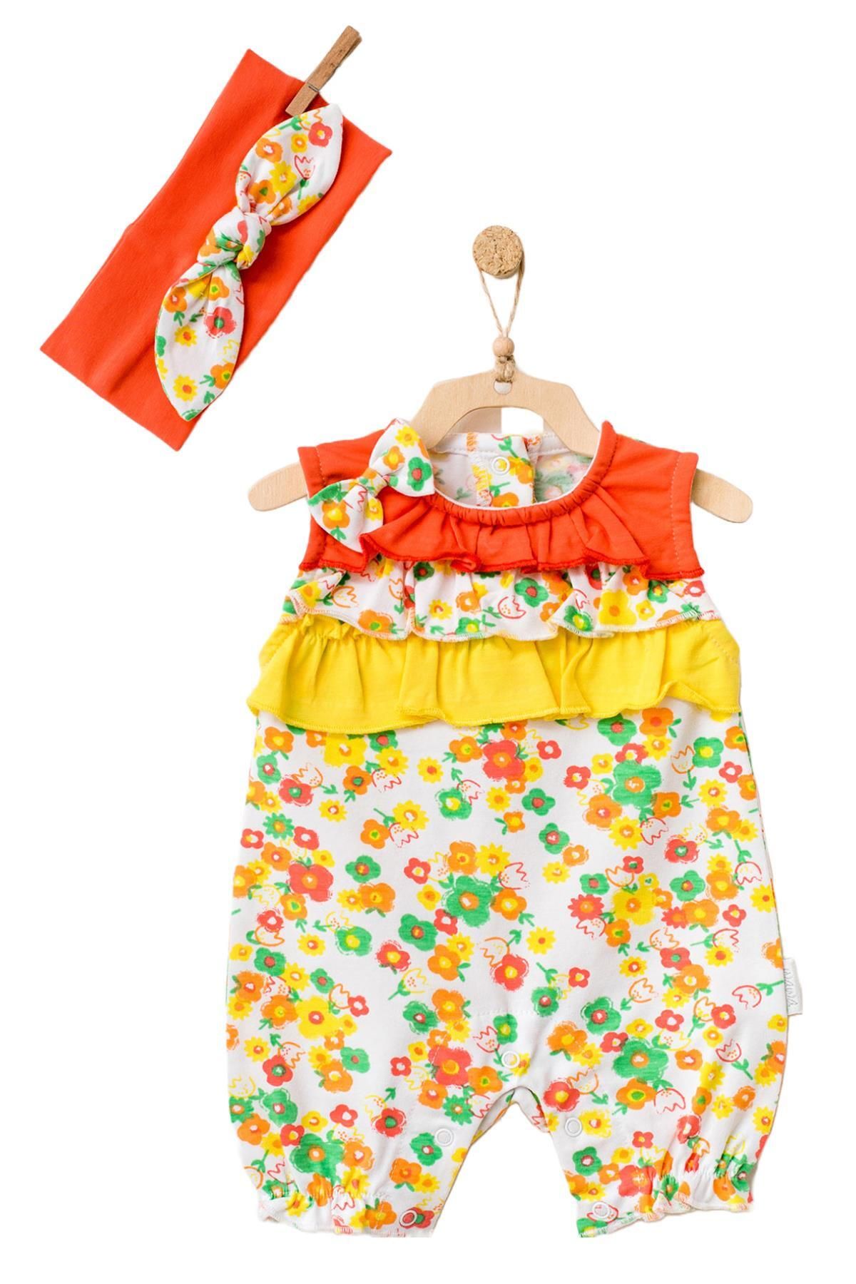 Andy Wawa Kız Bebek Çıtçıtlı Fiyonk Detaylı Renkli Tulum Ac21832rep