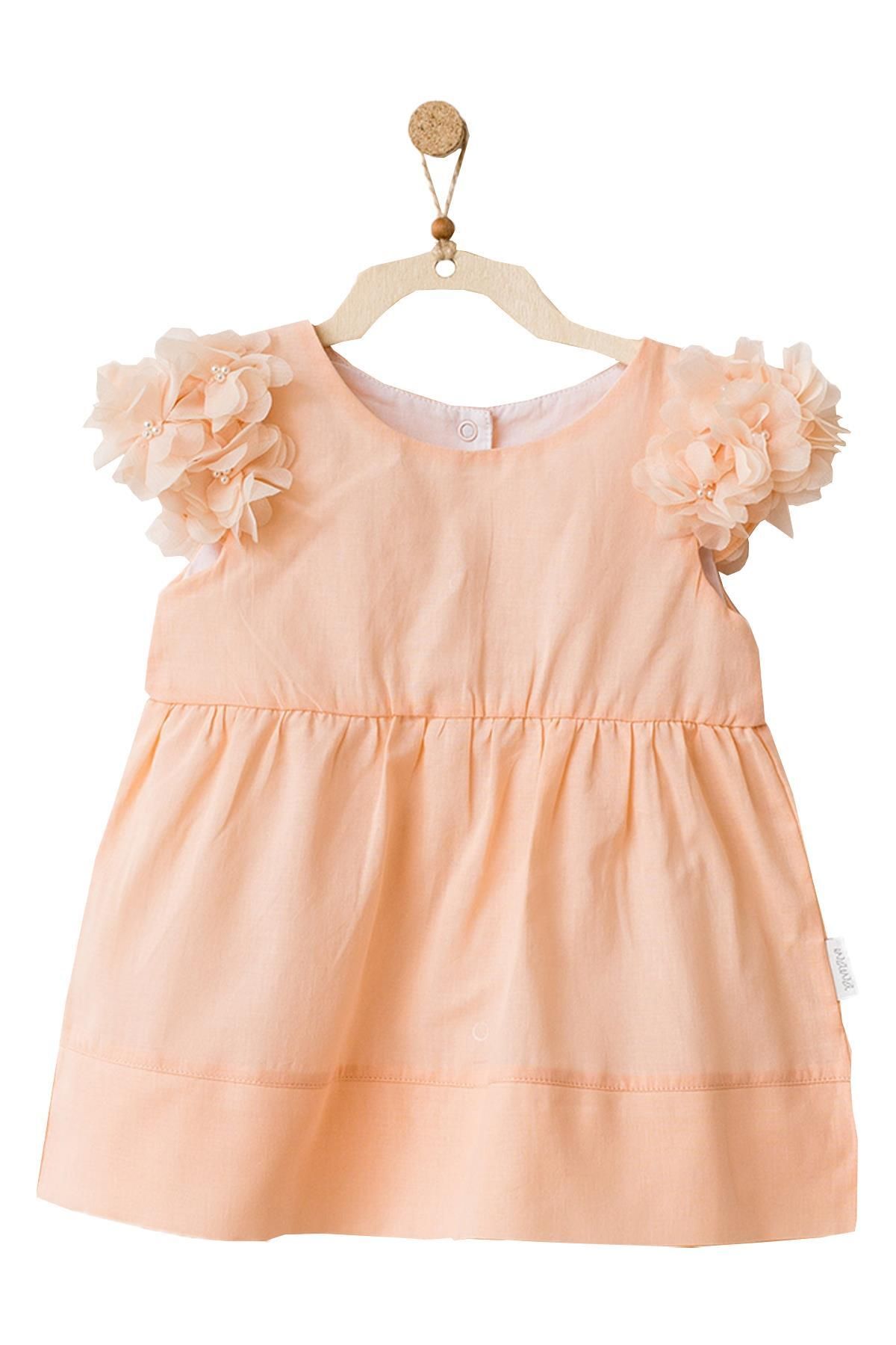 Andy Wawa Kız Bebek Kolları Tüllü Somon Rengi Elbise Takım Ac21752r