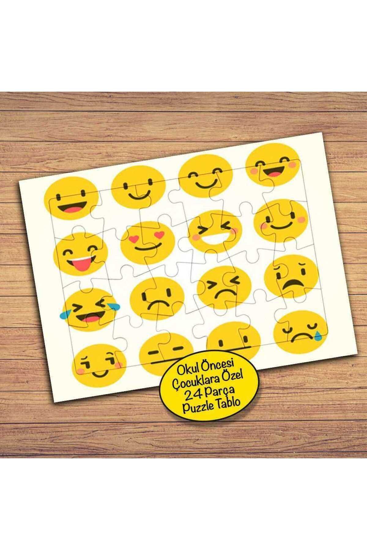 Genel Markalar Gülücük Emoji Smiley 24 Parça Çocuklara Özel Yapboz Tablo-596