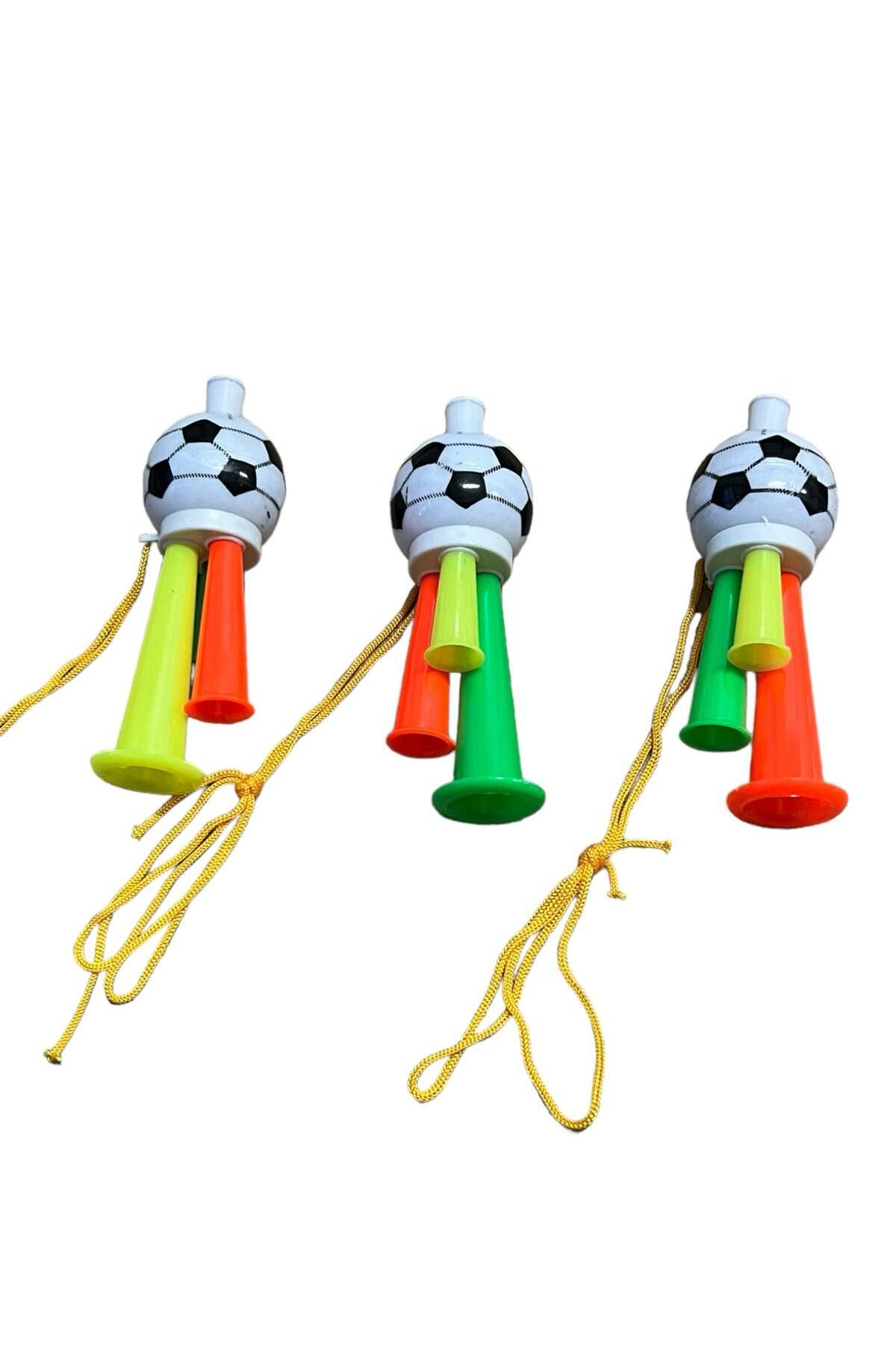 SIFIR312 3 Adet Maç Kornası -  Sesli Üflemeli İpli Mini Maç Kornası - Maç Borazanı - Vuvuzela - Tribün Düdüğü