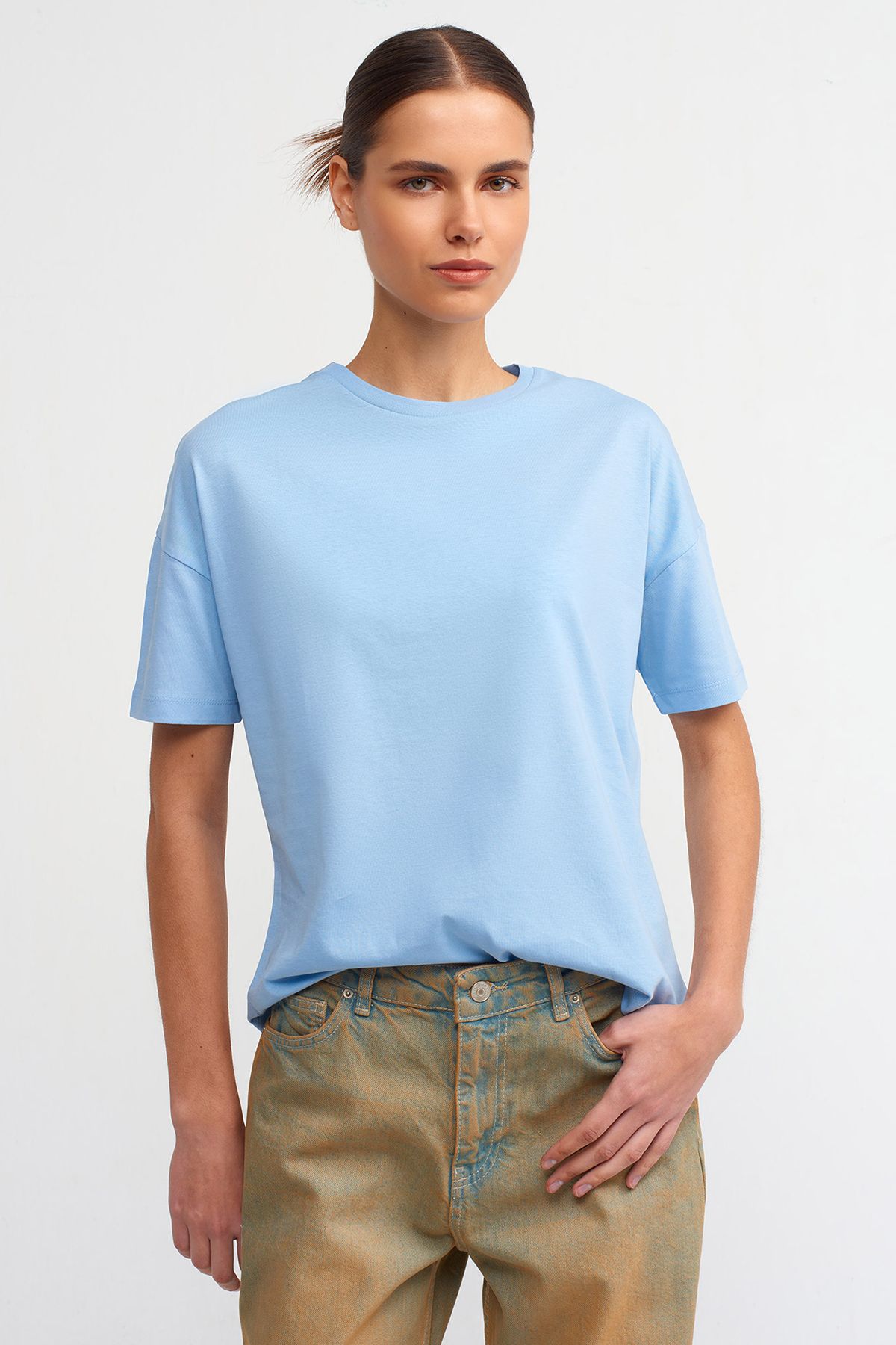 Dilvin 3683 Basic T-shirt-mavi