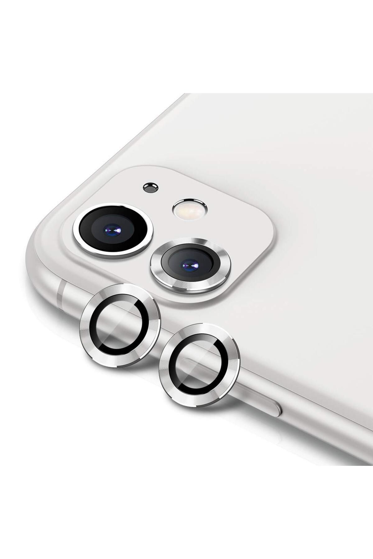 ehio iPhone 11 / iPhone 12 / iPhone 12 Mini Kamera Koruyucu Lens Alüminyum Alışımlı Cam- GÜMÜŞ