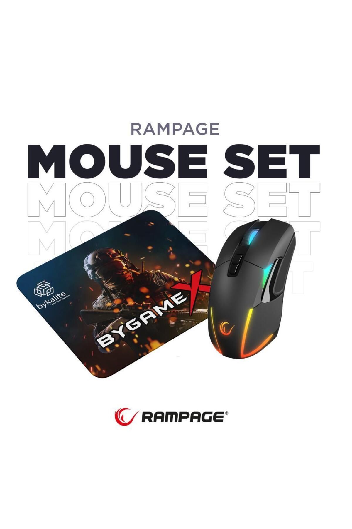 Rampage NOVA M4 Kablosuz Siyah Oyuncu Mouse & BygameX 25x35cm Mousepad 2li Set