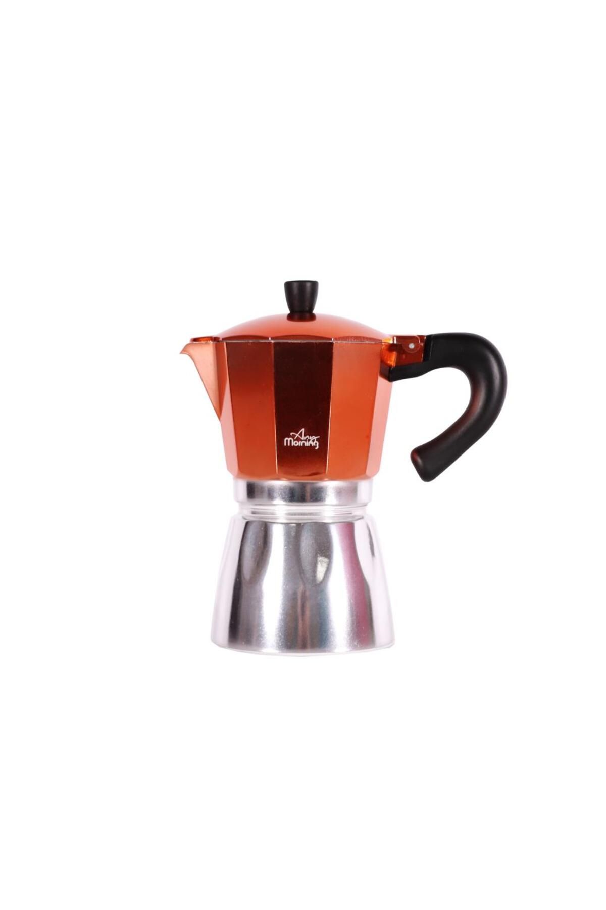 Any Morning Hes-6 Espresso Kahve Makinesi Alüminyum Moka Pot 240 ml Bakır