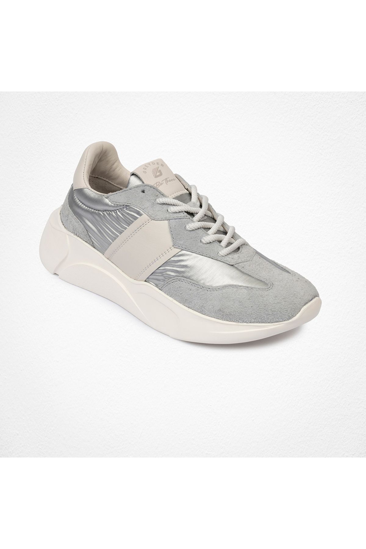 Greyder Kadın Beyaz Gümüş Hakiki Deri Spor Ayakkabı 4y2sa33260