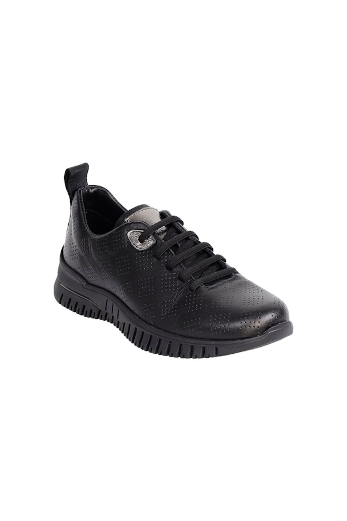 Mammamia VLR-D24YA-3335 Siyah Cilt Deri Kadın Sneaker Ayakkabı