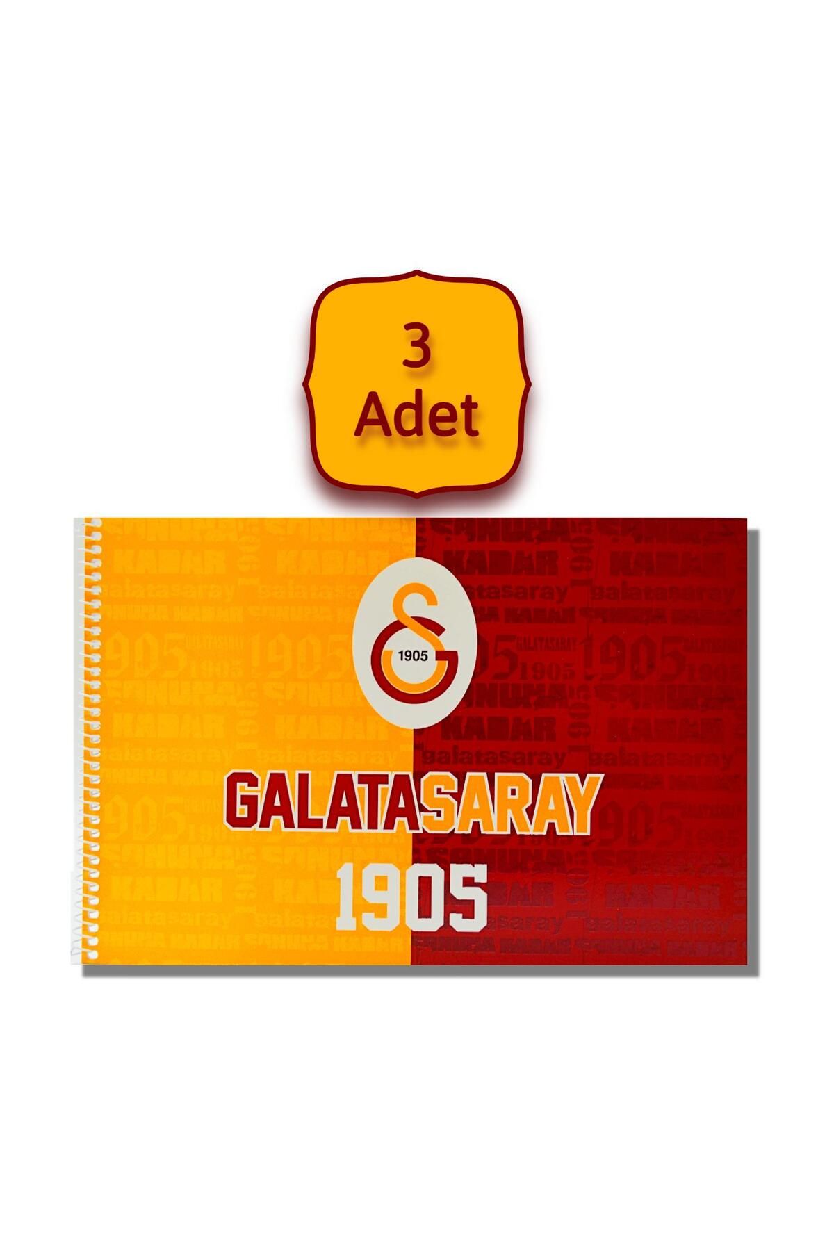 Galatasaray 24x34 15 Yaprak Karton Kapak Spiralli Resim Defteri 3 Adet