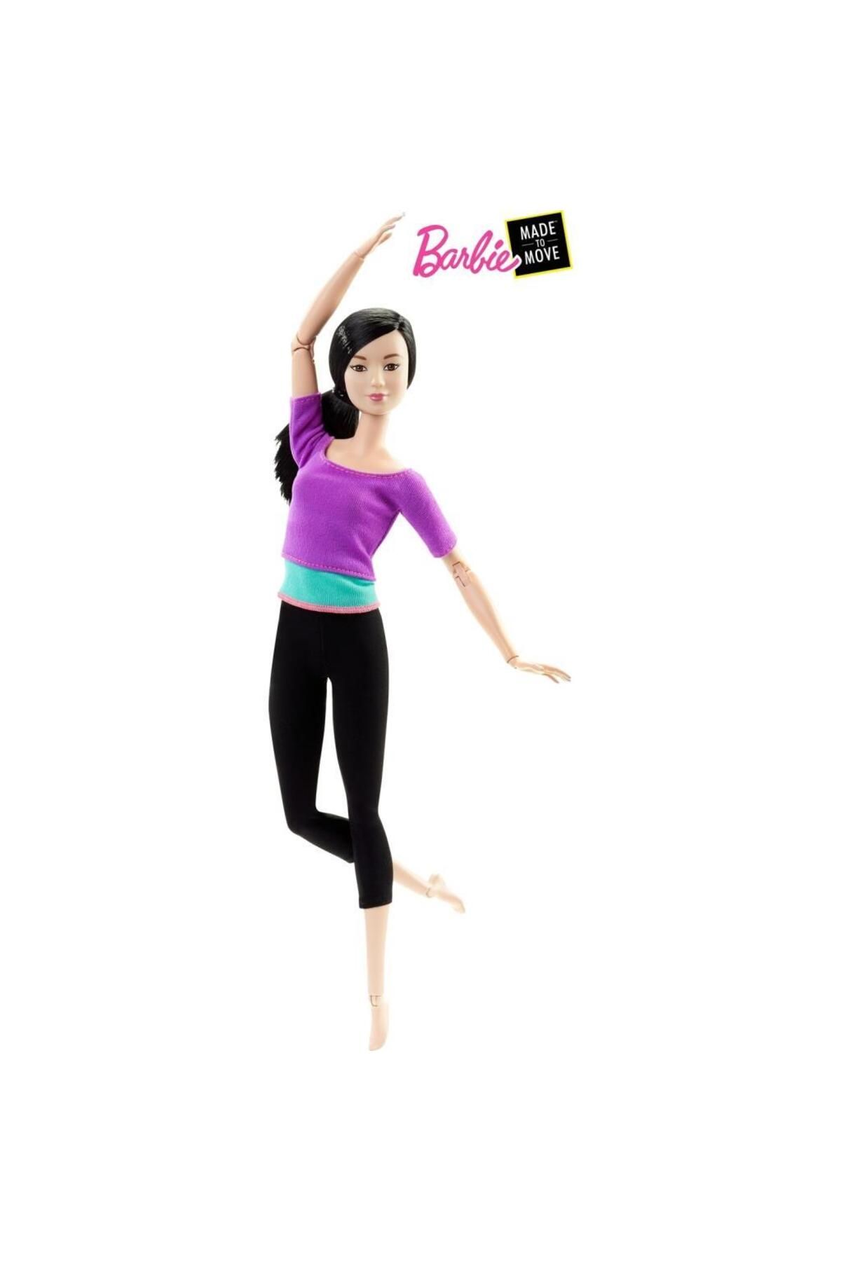 Barbie Sonsuz Hareket Bebeği, Kumral - Siyah Taytlı, Mavi Tişörtlü, Siyah Uzun Saçlı Dhl84