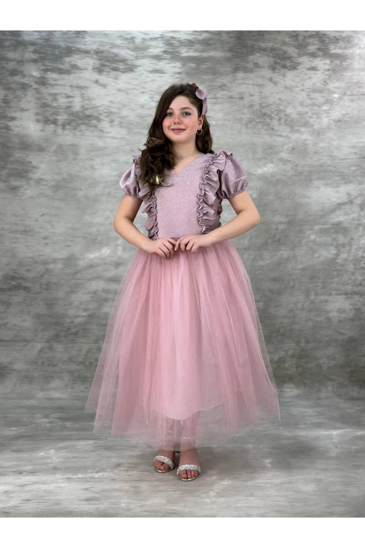 Pumpido Mix Tüllü Model Kız Çocuk Elbisesi