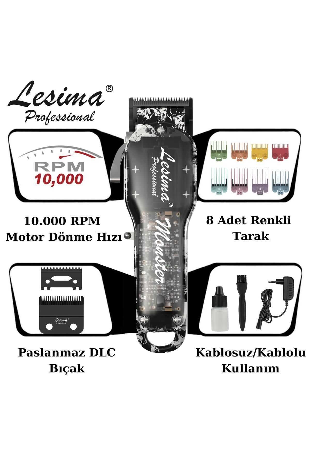 Lesima Ls-1000 Monster Serisi Professional Model Saç Sakal Tıraş Makinesi