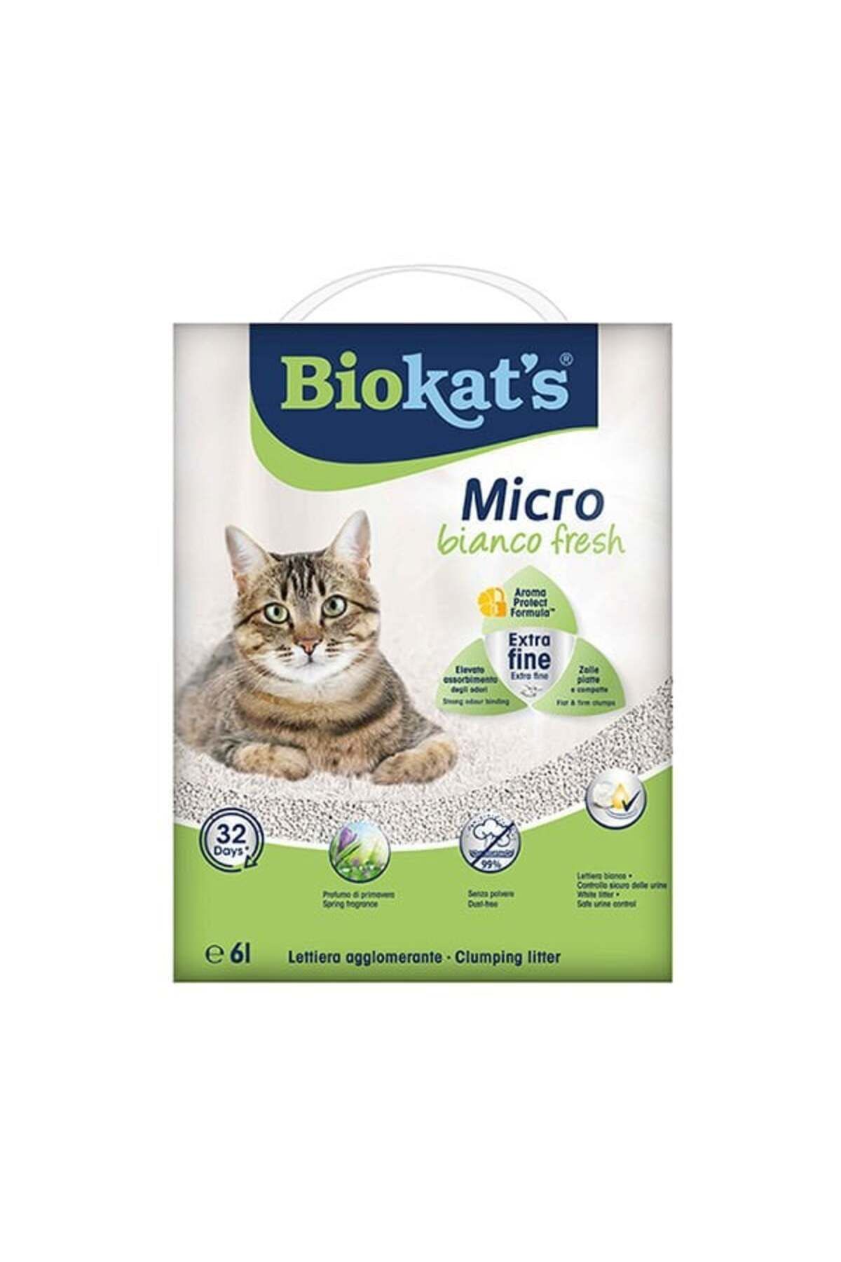 Biokat's Micro Fresh Bahar Kokulu Topaklanan Doğal Kedi Kumu 6 Lt