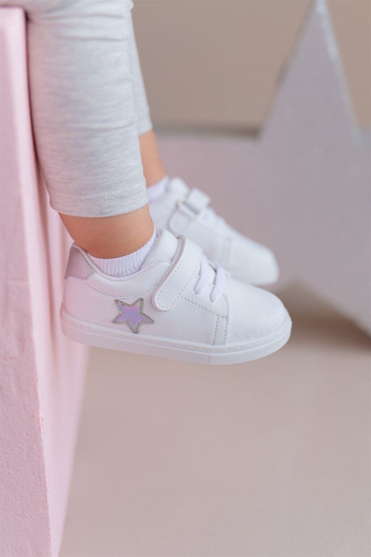 First Step Gümüş Yıldızlı Cırt Cırtlı Kız Çocuk Günlük Sneaker Spor Ayakkabı-s-1000
