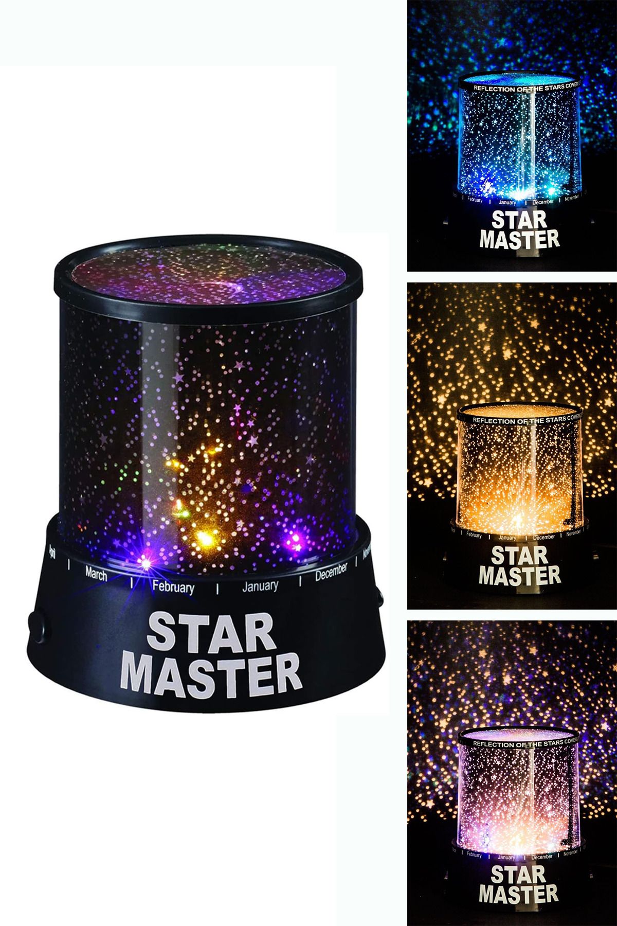 MEZİGARC Pilli Klasik Star Master Yıldızlı Projeksiyon Gece Lambası Dekoratif Oda Aydınlatıcı Işıklı Lamba