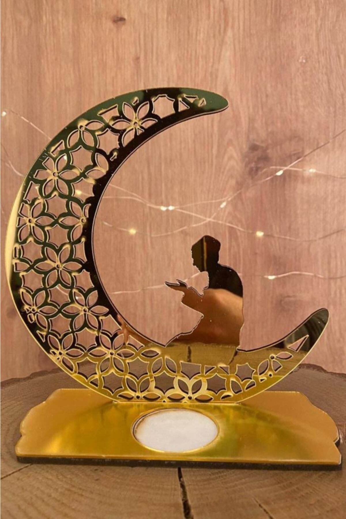 Aker Hediyelik Ramazan Ayı Dekoratif Pleksi Süs Dua Model Gold 18x16 - Masaüstü
