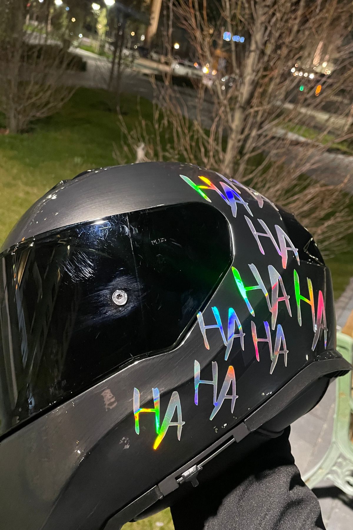 Banxtre Dekoratif Hologramlı Hahaha Sticker Motor-araba-kask Için Etiket 15cmx30cm (1 ADET)