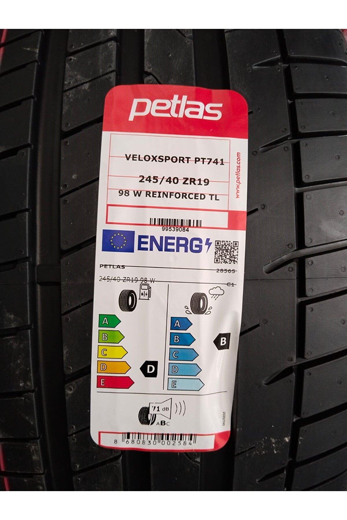 245/40R19 98W REİNF. VELOXSPORT PT741 PETLAS YAZ LASTİĞİ 2024 ÜRETİM