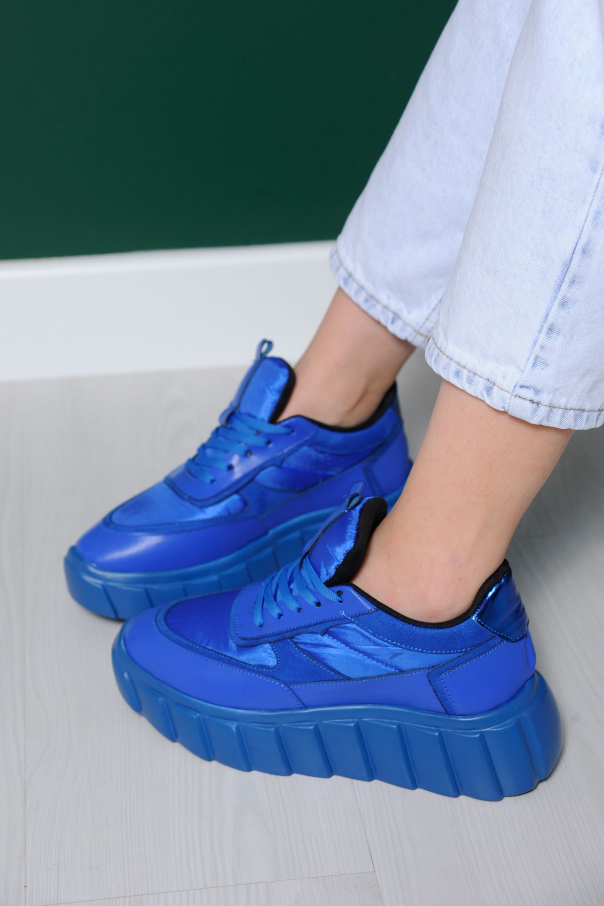 sibel durmaz Elen Mavi Bağcıklı Sneakers