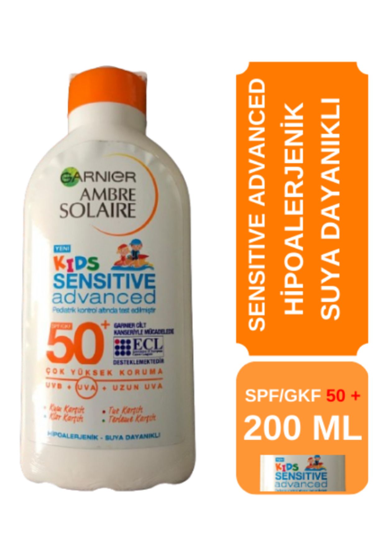 Garnier Ambre Solaire Sensitive Advanced Çocuk Hipoalerjenik Güneş Koruyucu spf/gkf 50+ 200 ML