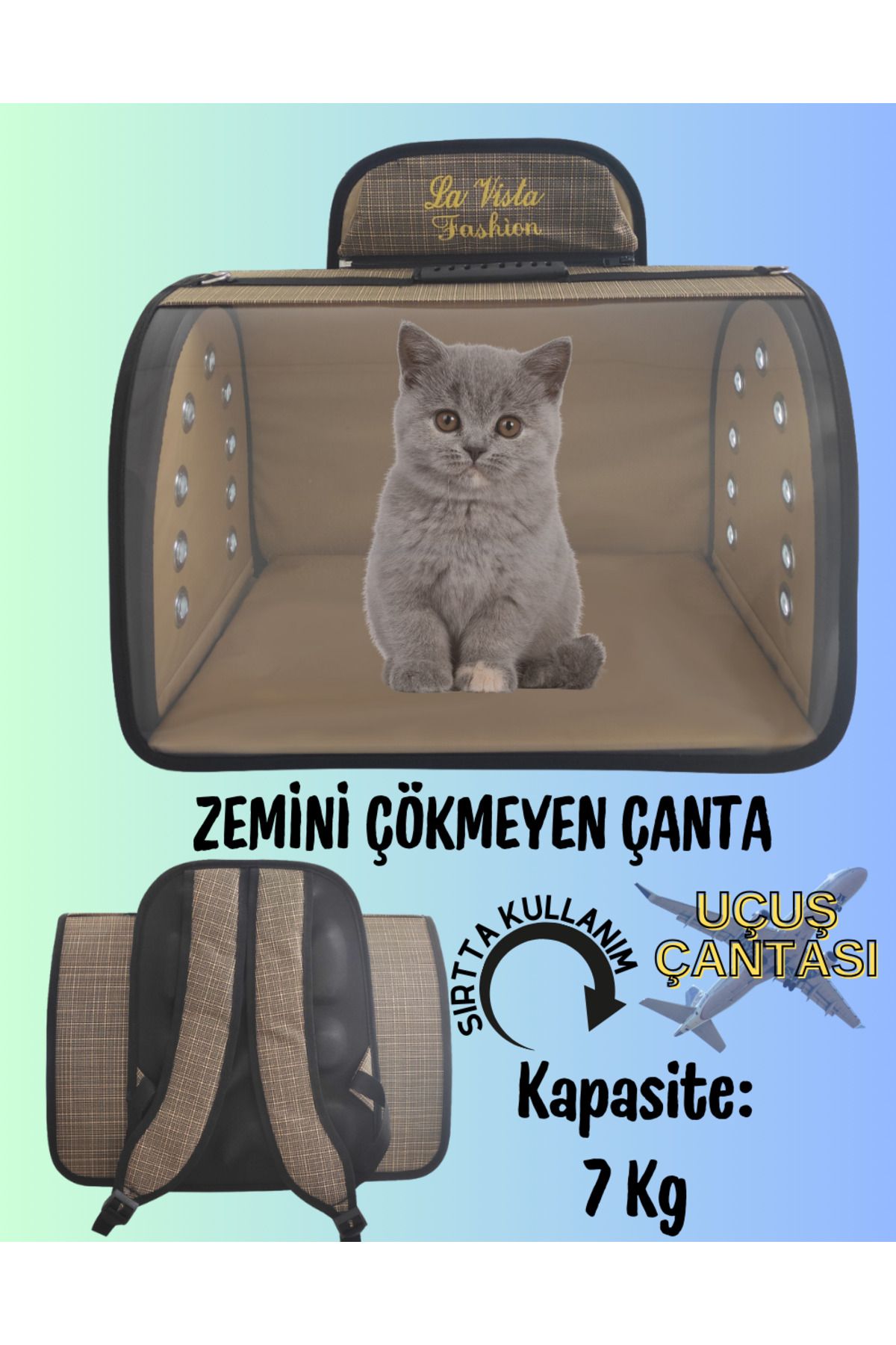 LAVİSTA Kedi Köpek Sırt Taşıma Çantası Flybag Tomris Haki