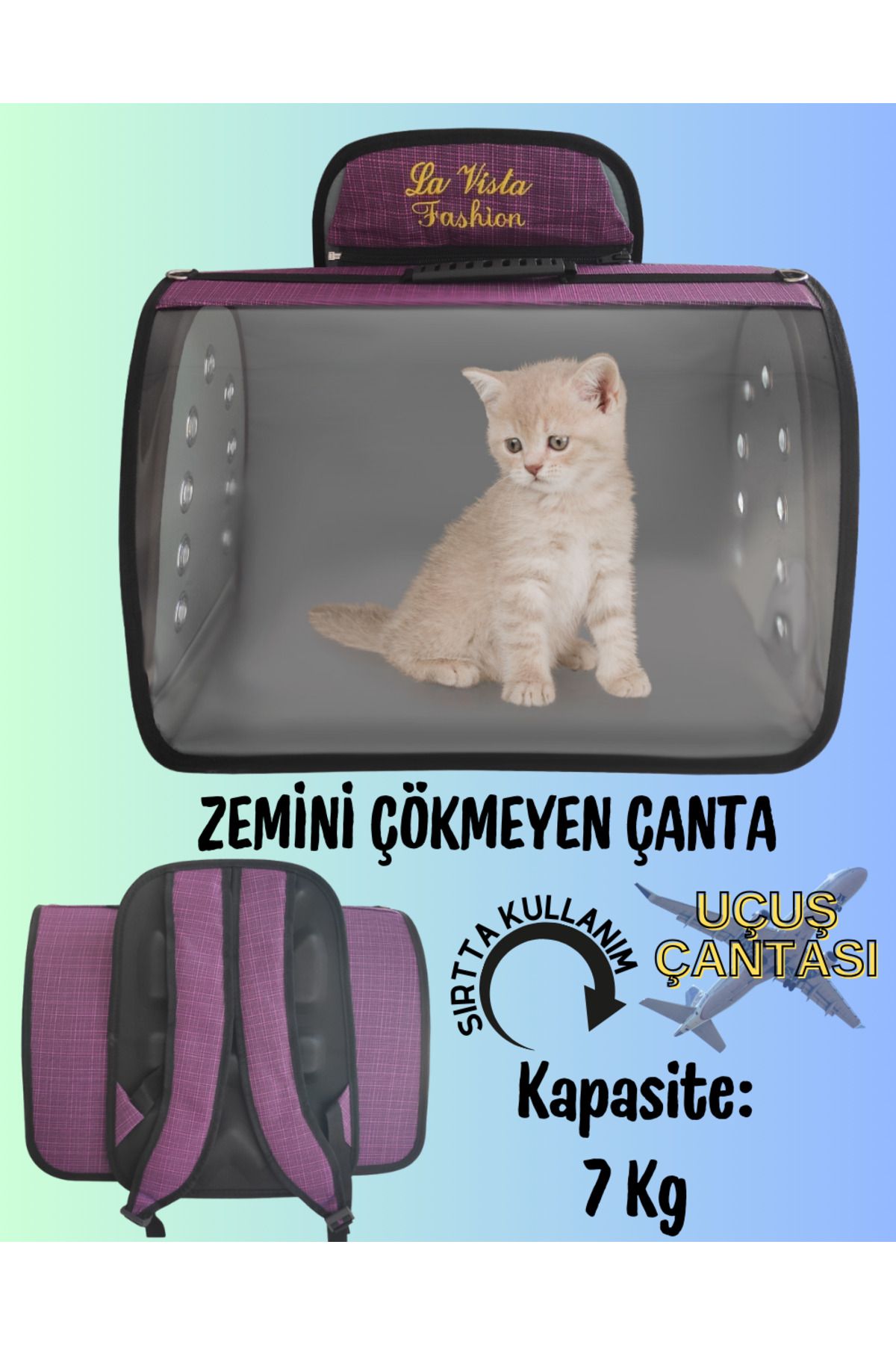 LAVİSTA Kedi Köpek Sırt Taşıma Çantası Tomris Mor